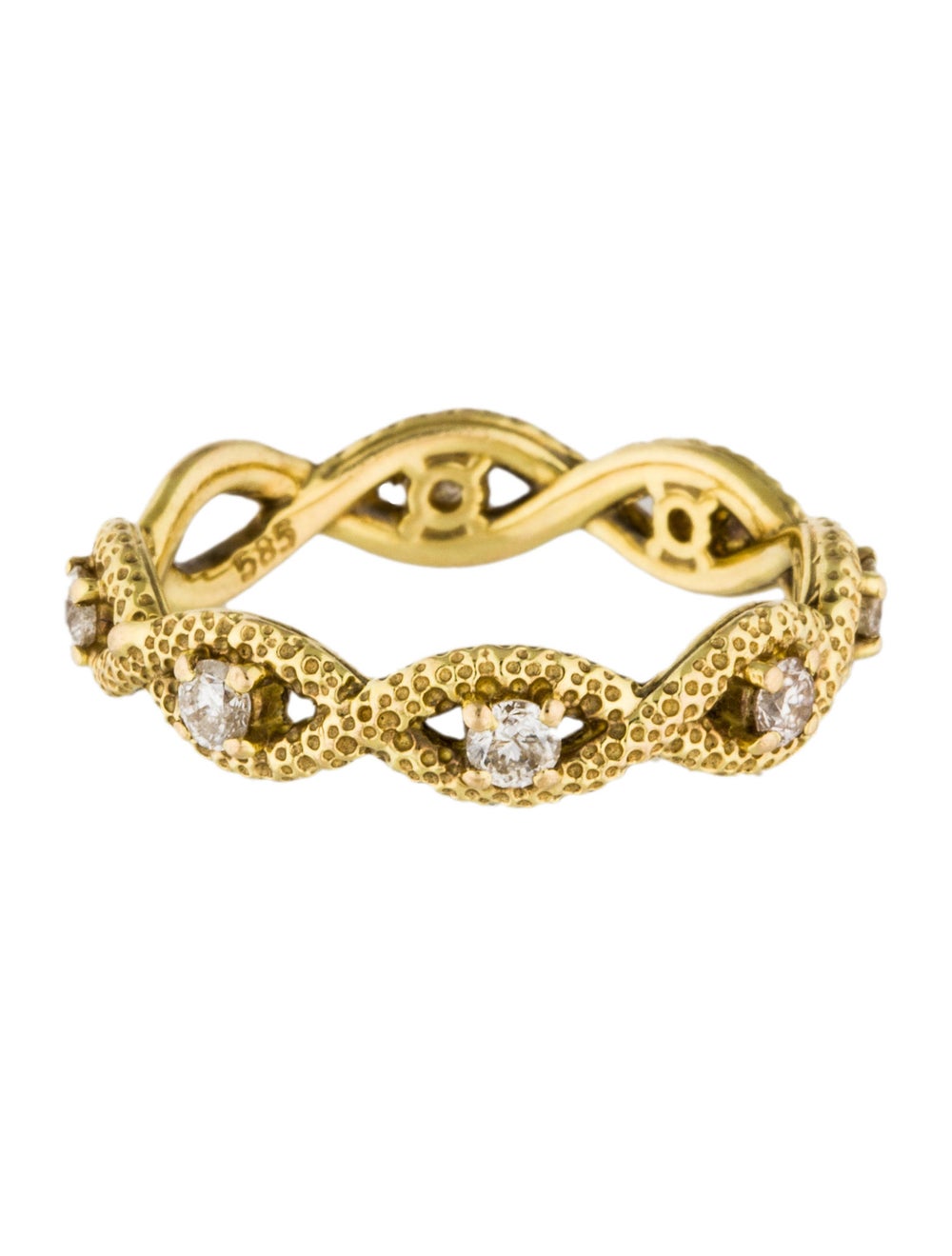 Vintage Estate 14k Yellow Gold Brushed Ribbon Twist Diamond Anniversary Band