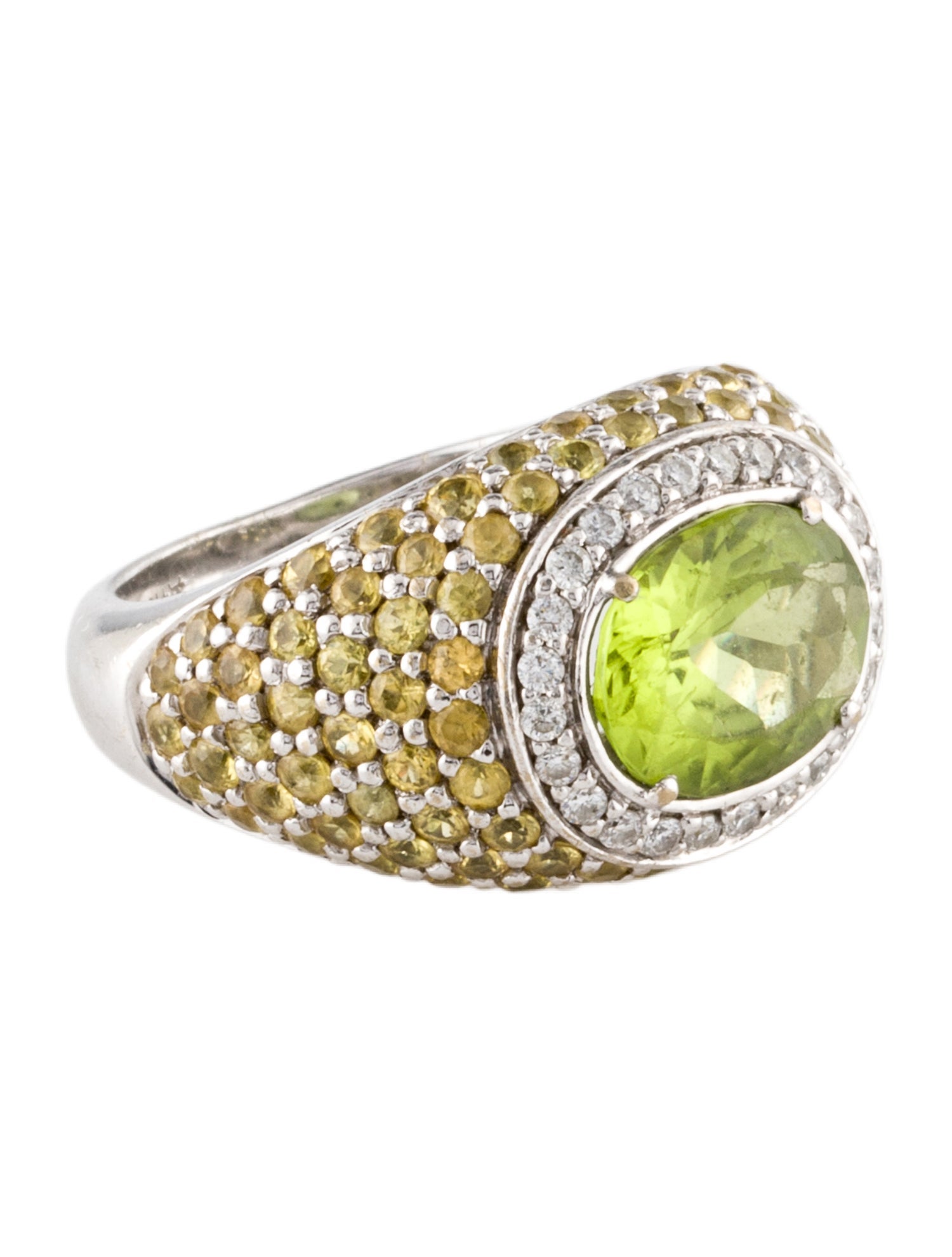 Ring 18K 2.50ct Peridot, 2.16ctw Sapphire & Diamond Cocktail