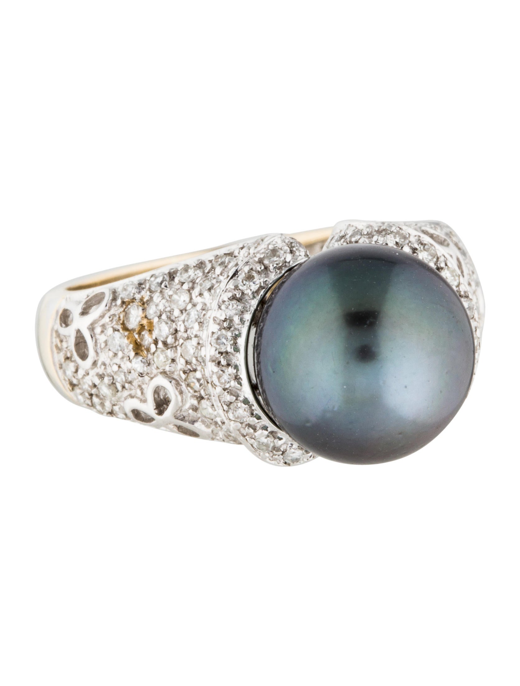 Ring 18K Pearl & Diamond Cocktail Ring