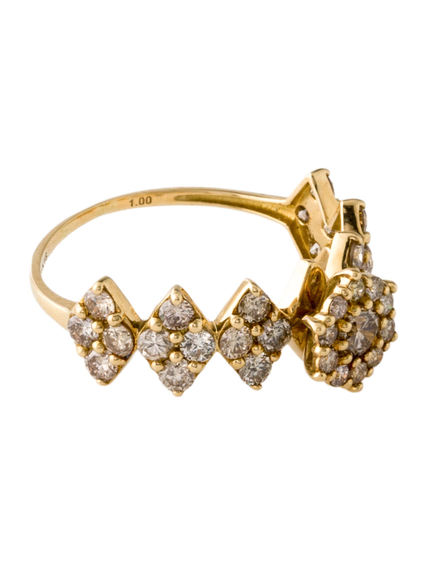 Ring 18K Diamond Flower Cluster Cocktail