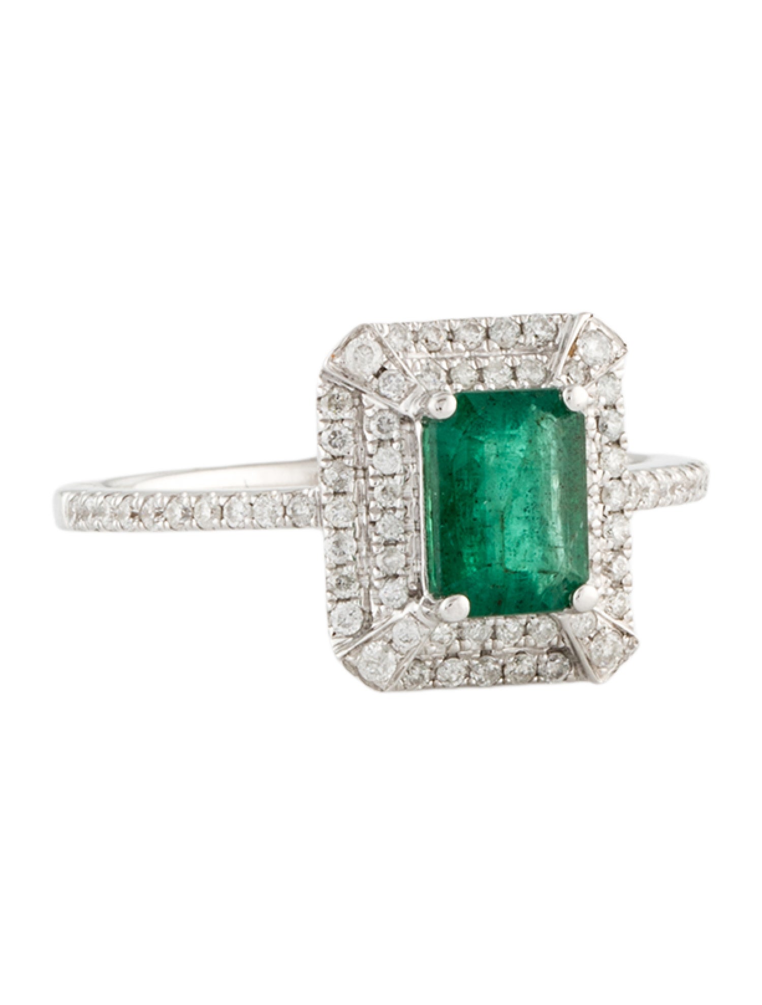 Ring 14K Emerald & Diamond Cocktail Ring