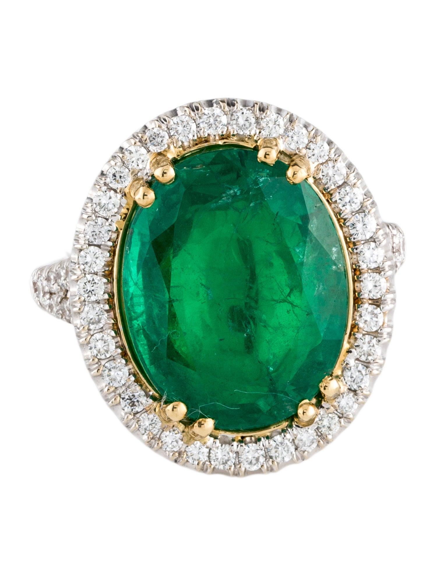 Ring 18K 7.69ct Emerald & Diamond Cocktail