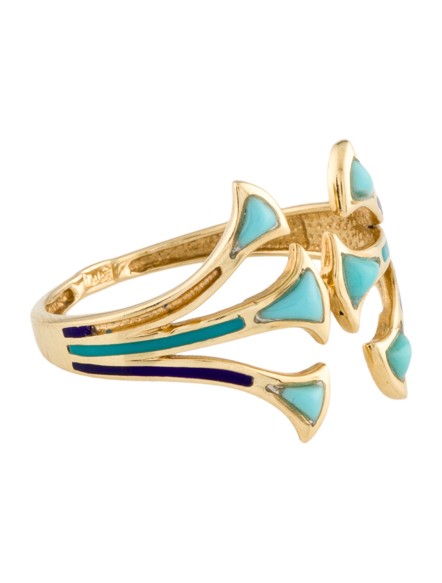 Ring 18K Turquoise & Enamel Cocktail Ring