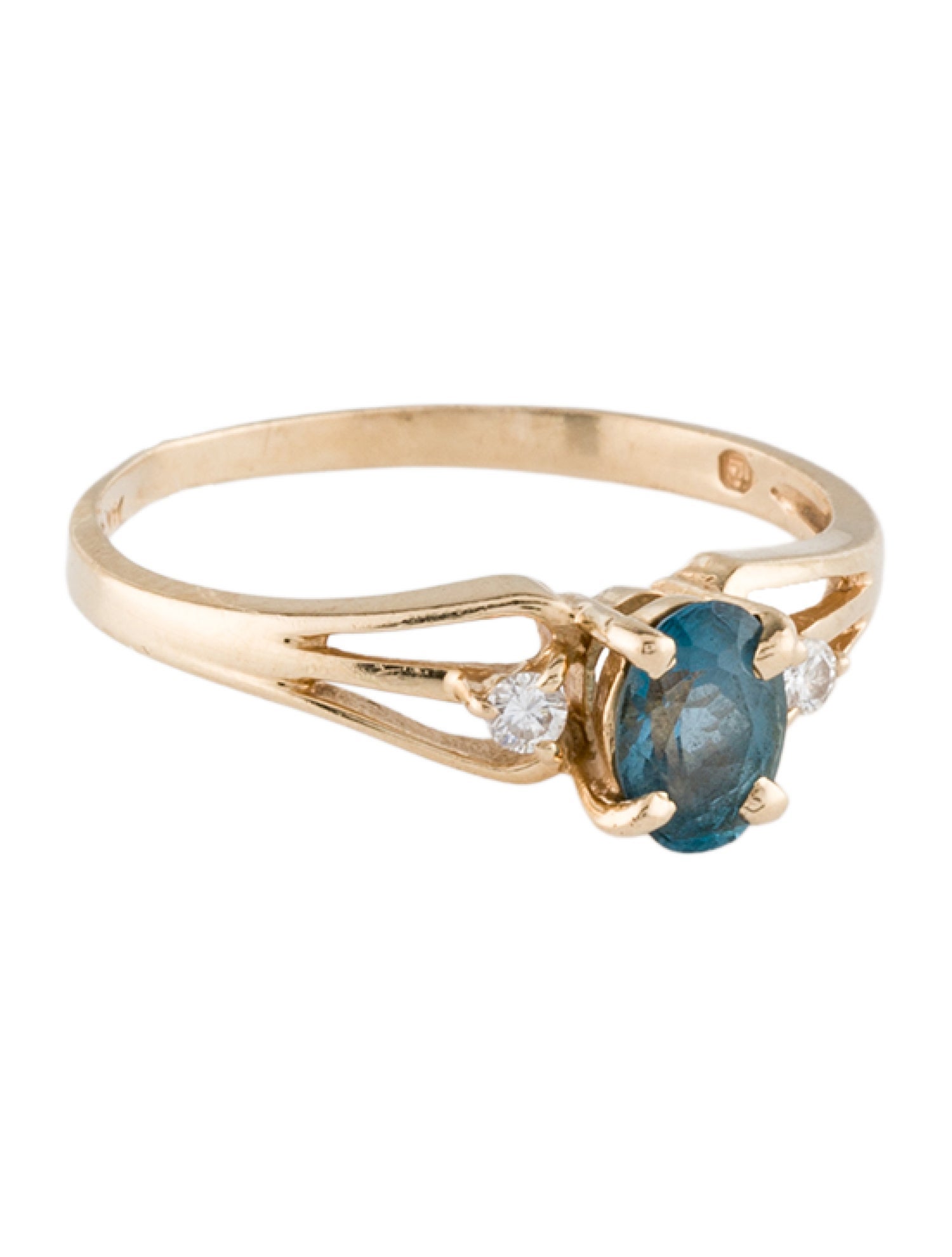Ring 14K Topaz & Diamond Cocktail