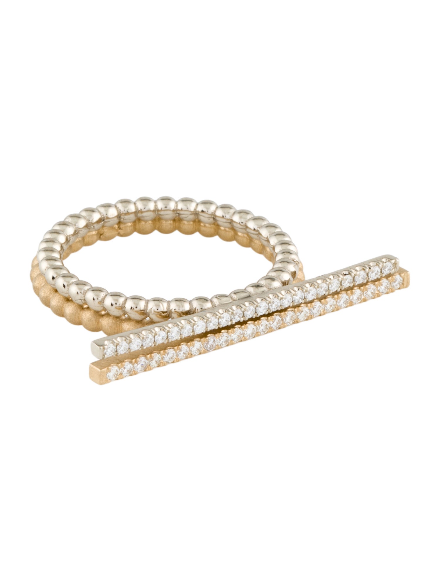 Ring 14K Diamond Bar Stackable Ring Set