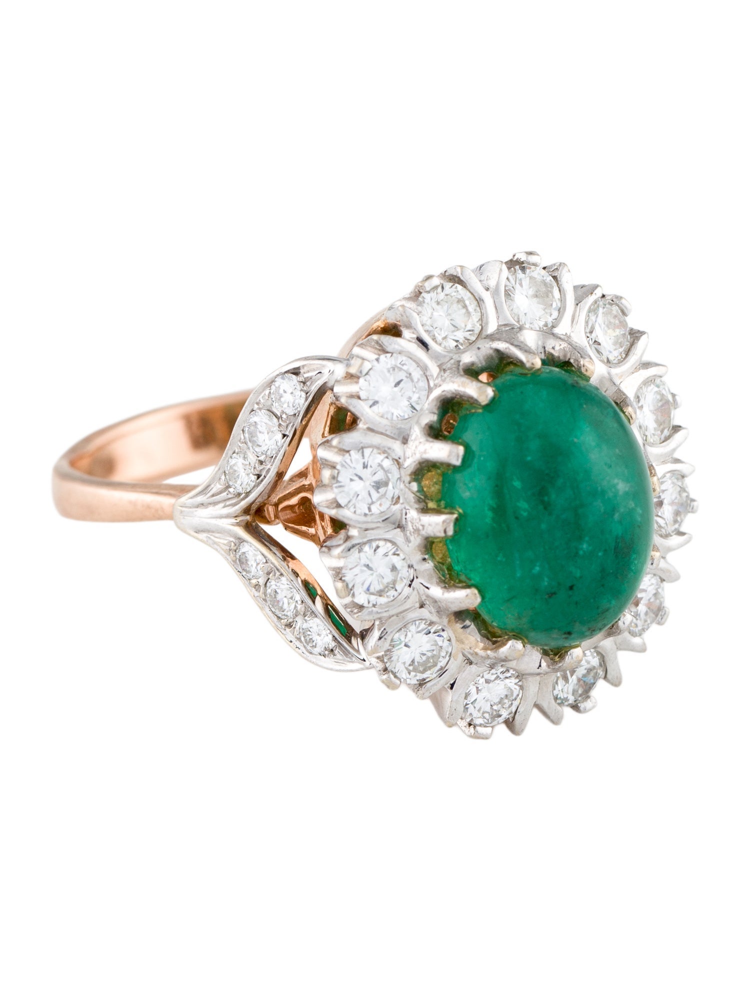 Ring 14K Emerald & Diamond Cocktail