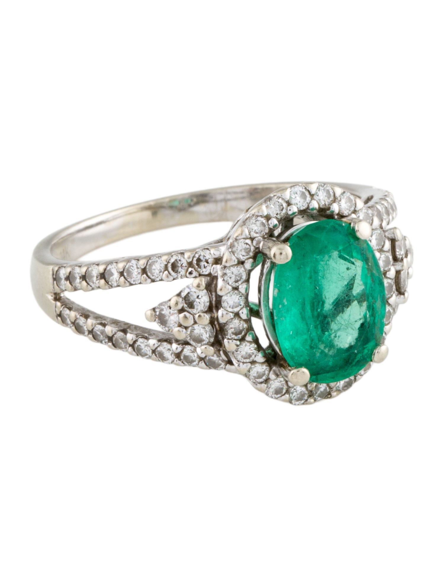 Ring 14K 1.62ct Colombian Emerald & Diamond Cocktail