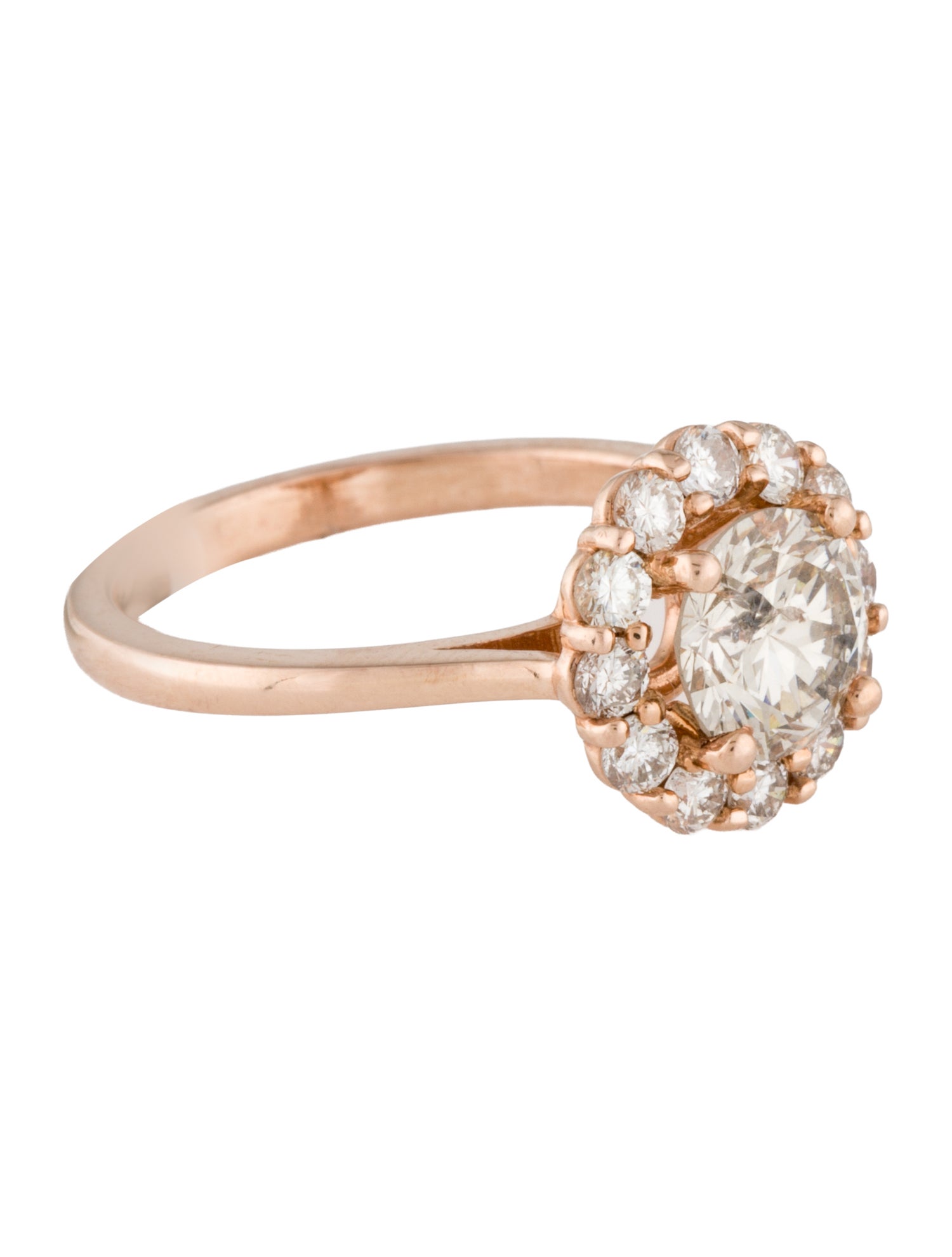 Ring 14K 1.42ct Diamond Halo Cocktail