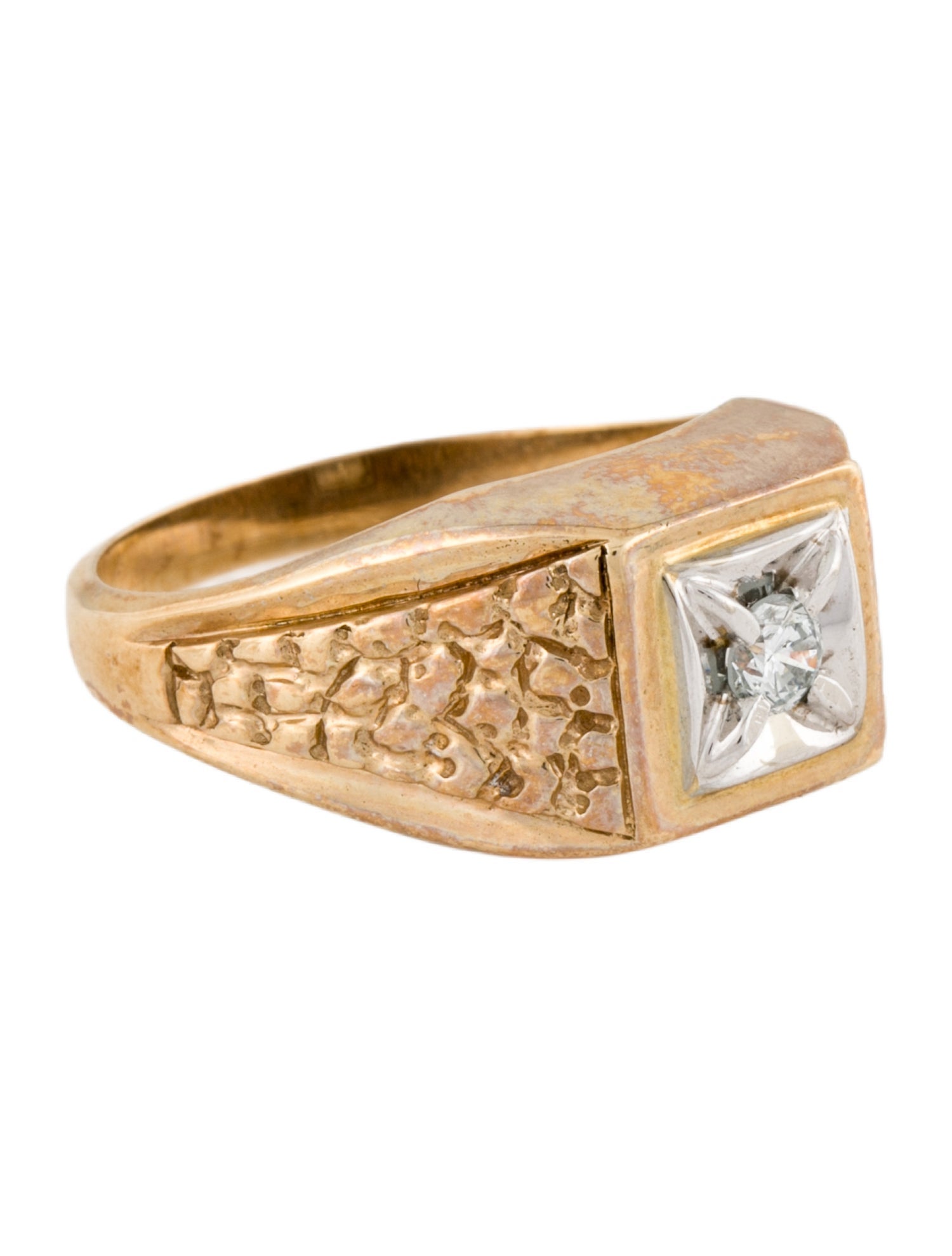 Ring 10K Diamond Signet