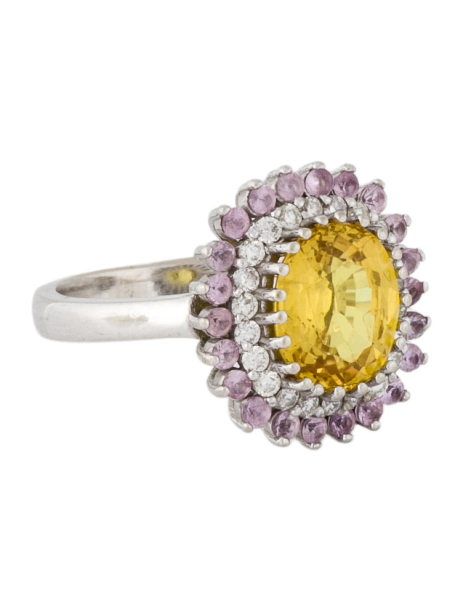 Ring 14K Sapphire & Diamond Halo Cocktail