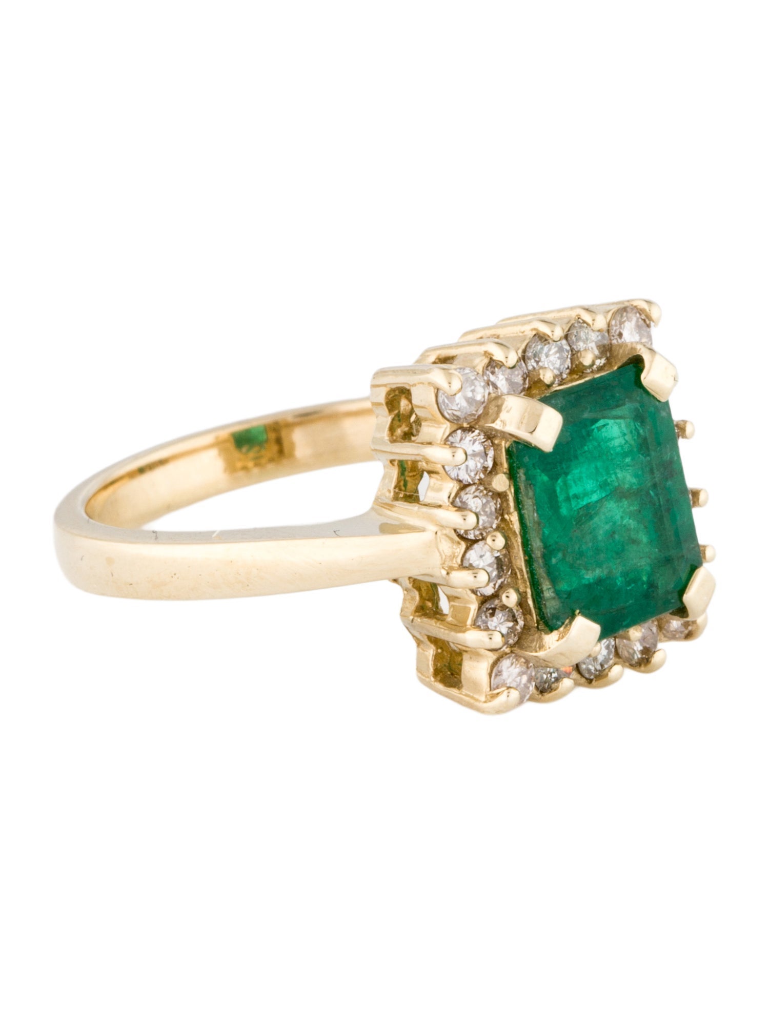 Ring 14K 2.30ct Emerald & Diamond Cocktail Ring