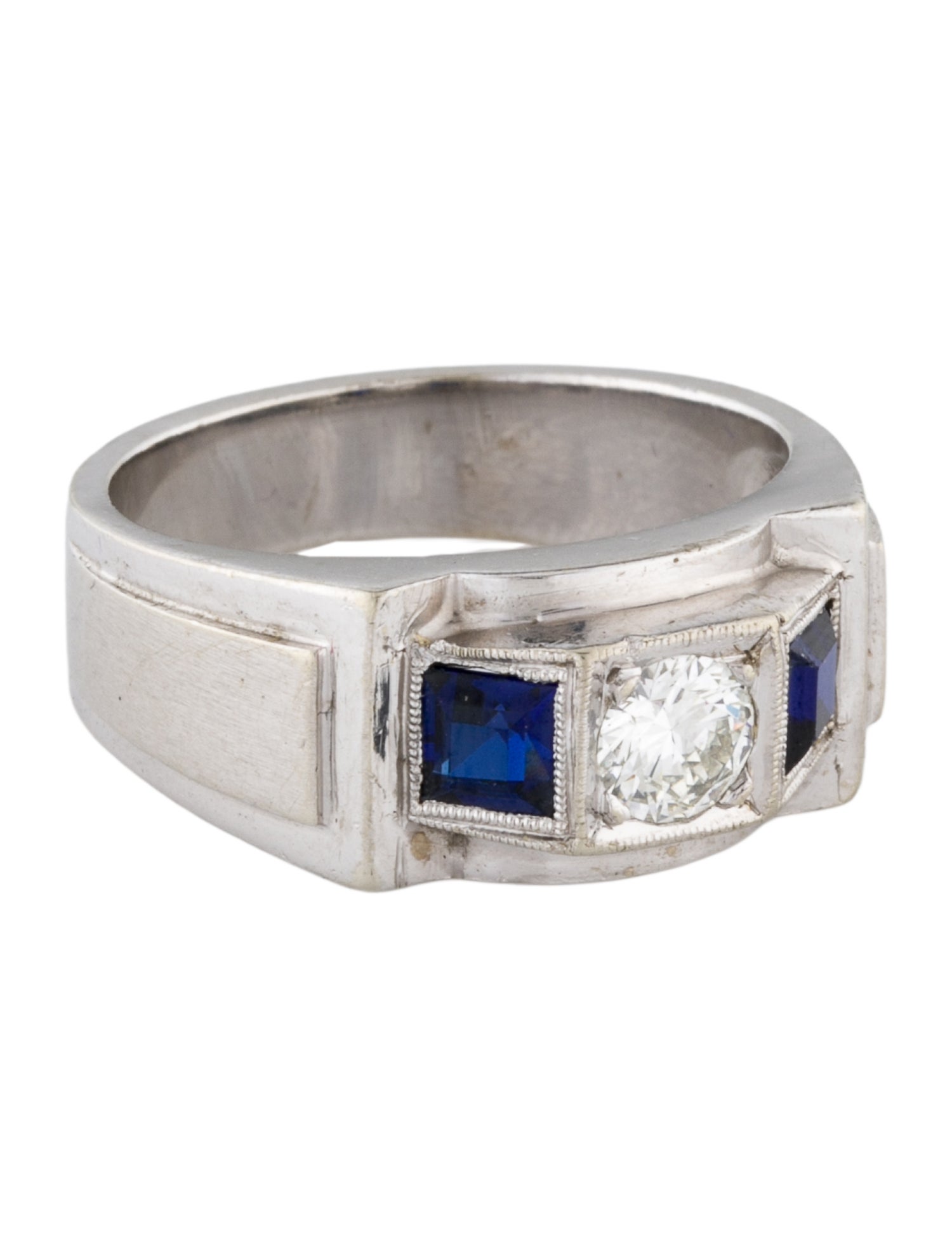 Ring 14K Diamond & Synthetic Sapphire Band