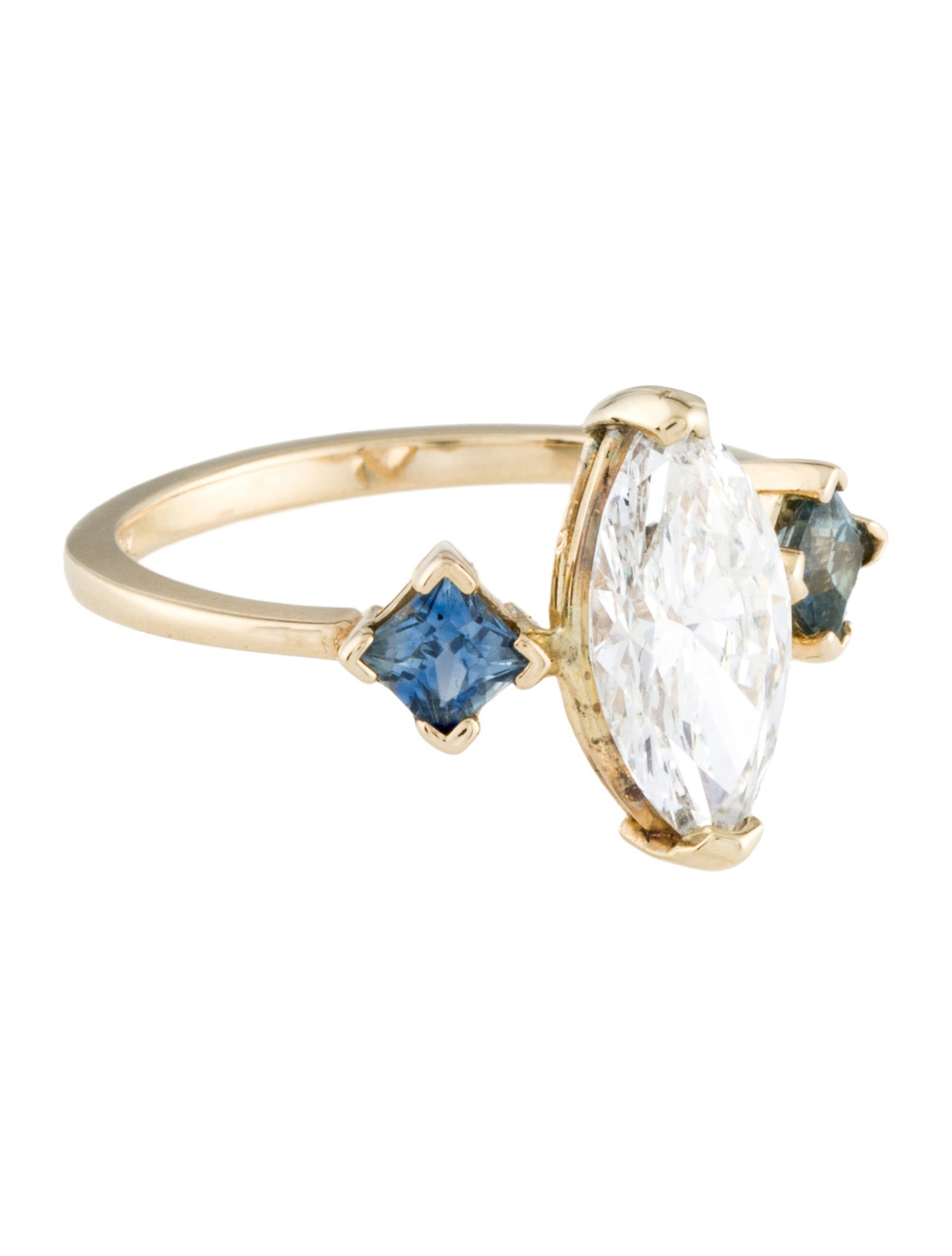Ring 14K 2.07ct Lab-Grown Diamond & Sapphire Cocktail