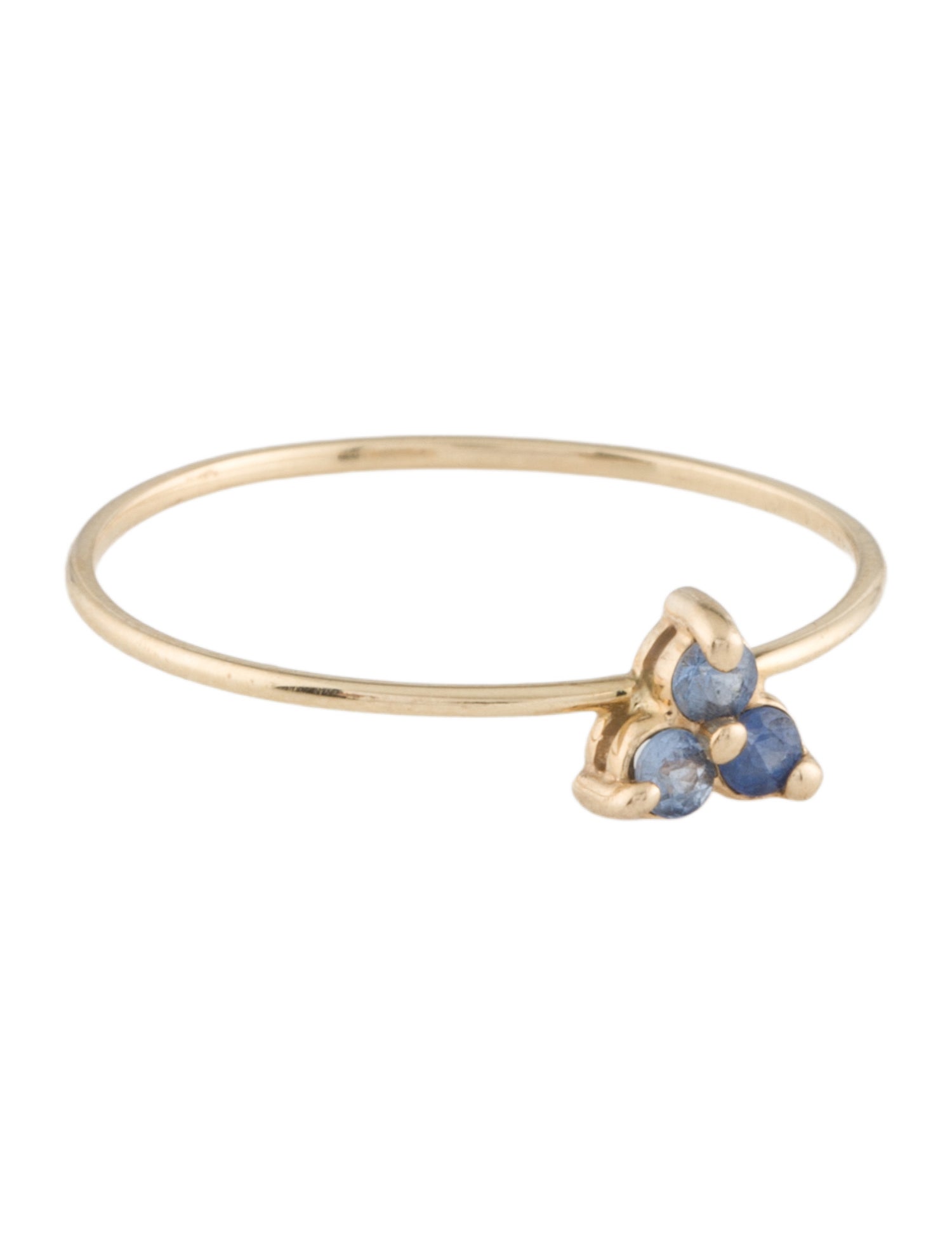 Ring 14K Sapphire Three Stone Thin Cocktail