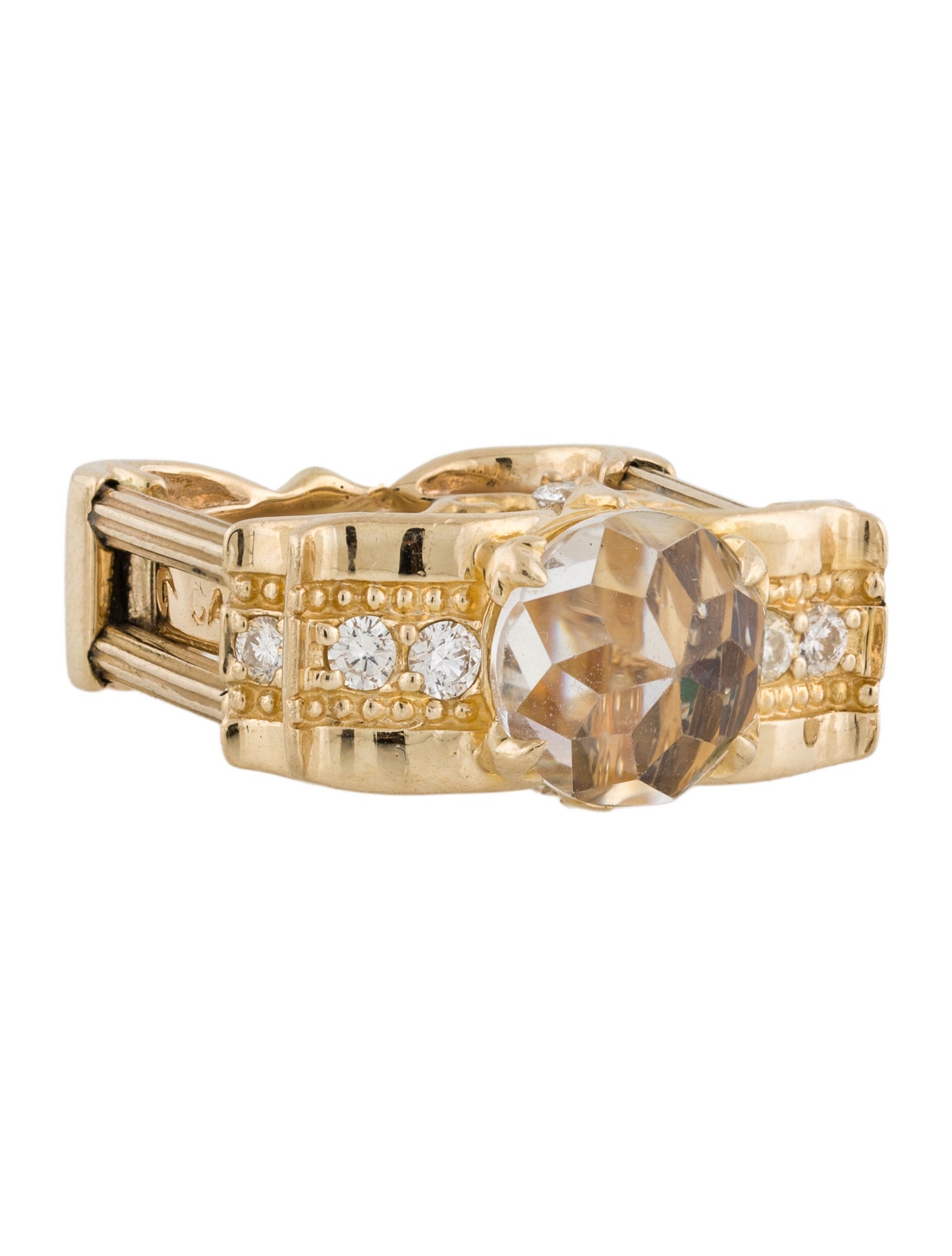 Ring Galatea 14K Multistone & Diamond Columns 'DavinChi' Cocktail Ring