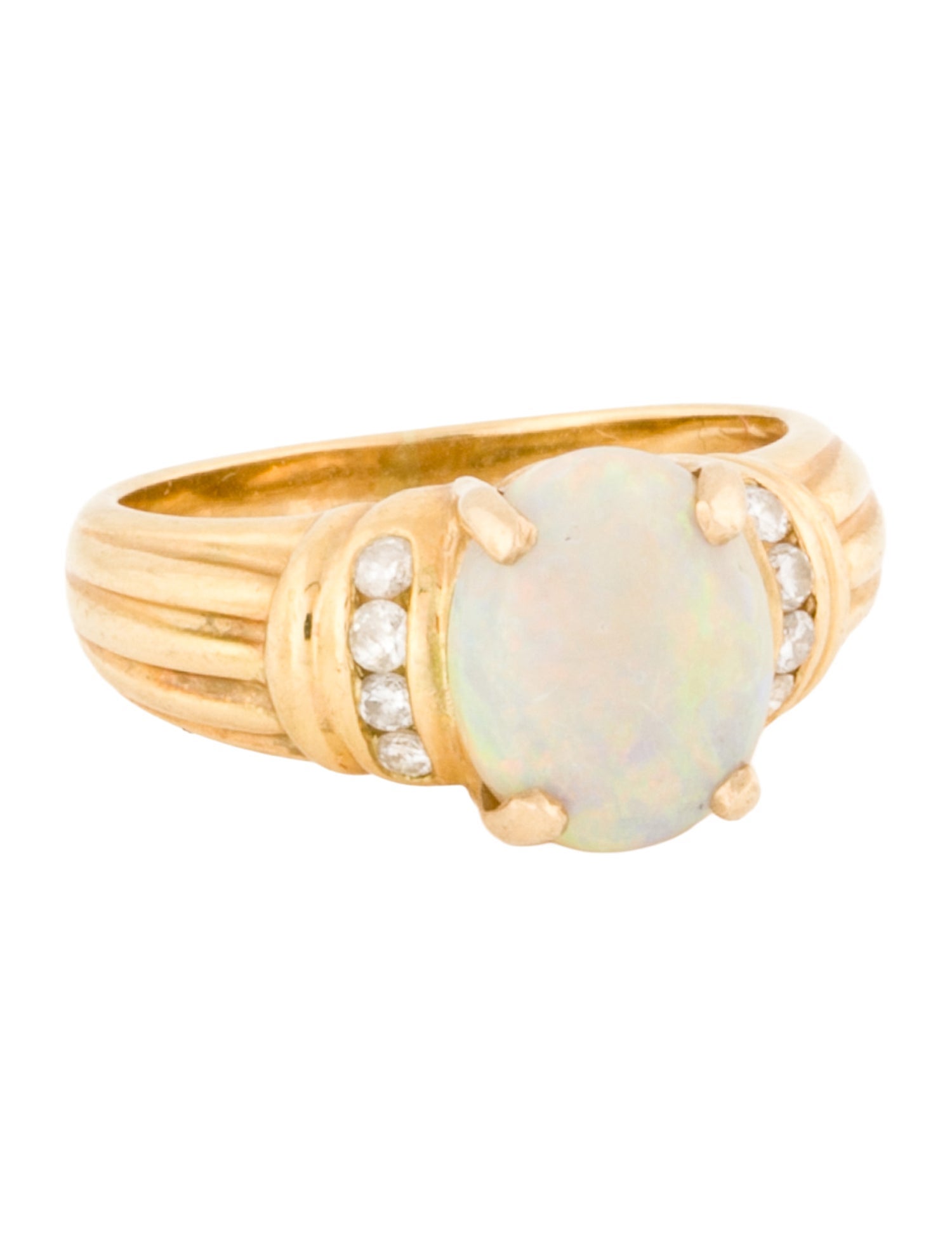 Ring 18K Opal & Diamond Cocktail