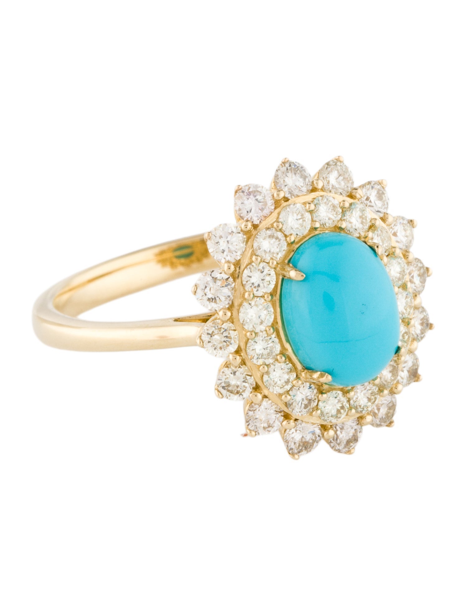 Ring 14K 1.89ctw Turquoise & Diamond Cocktail