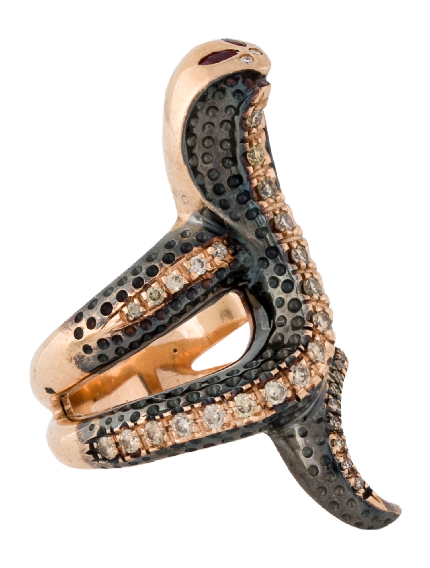 Ring 14K Ruby & Diamond Cobra