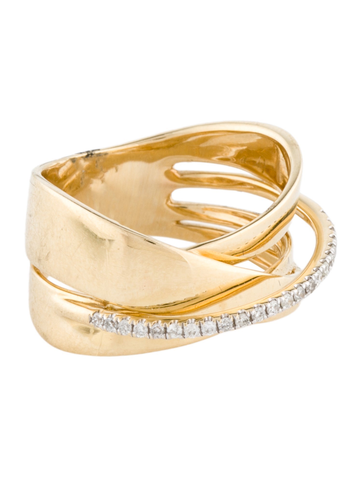 Ring 14K Diamond Pavé Crossover Band