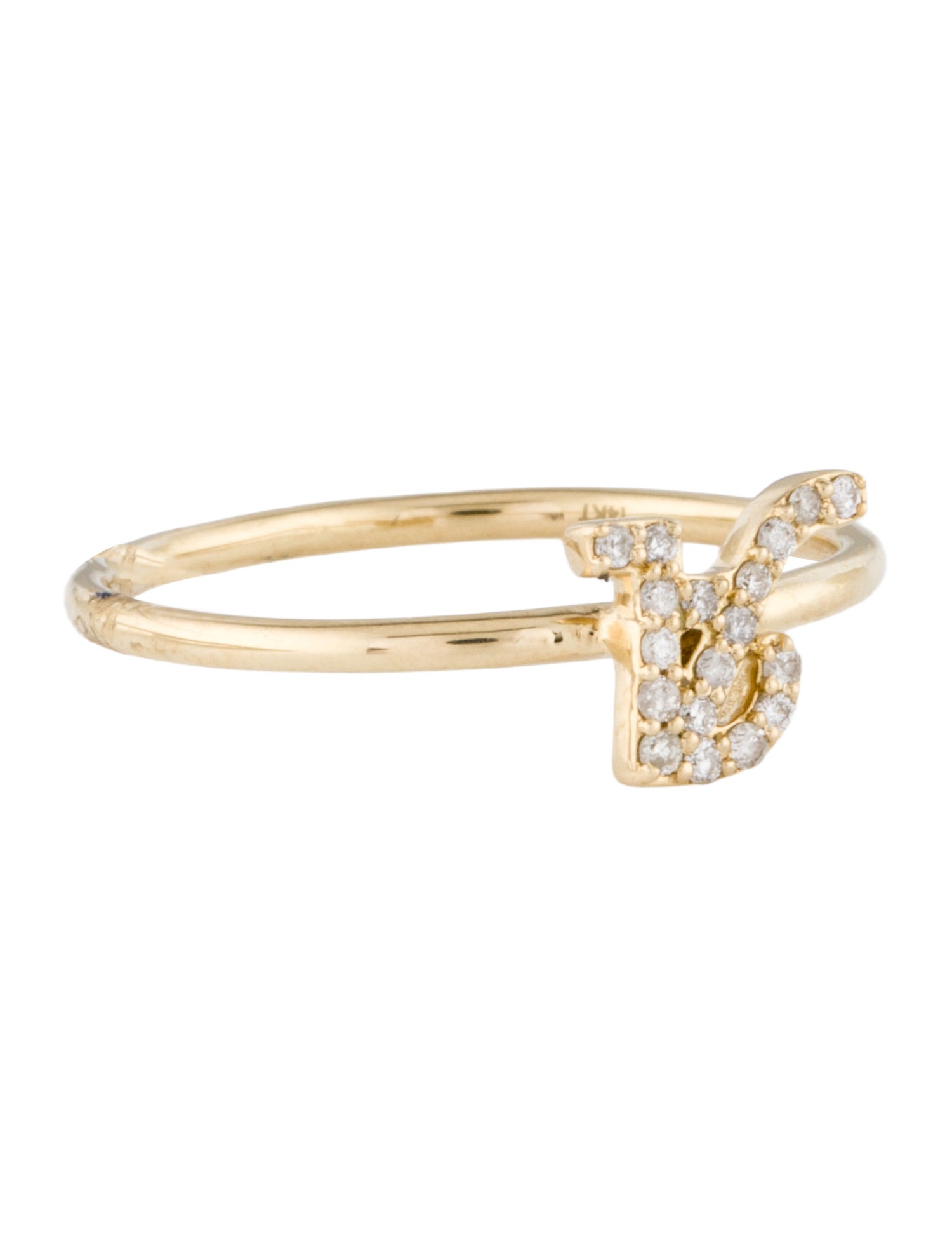 Ring 14K Diamond Initial A Cocktail Ring