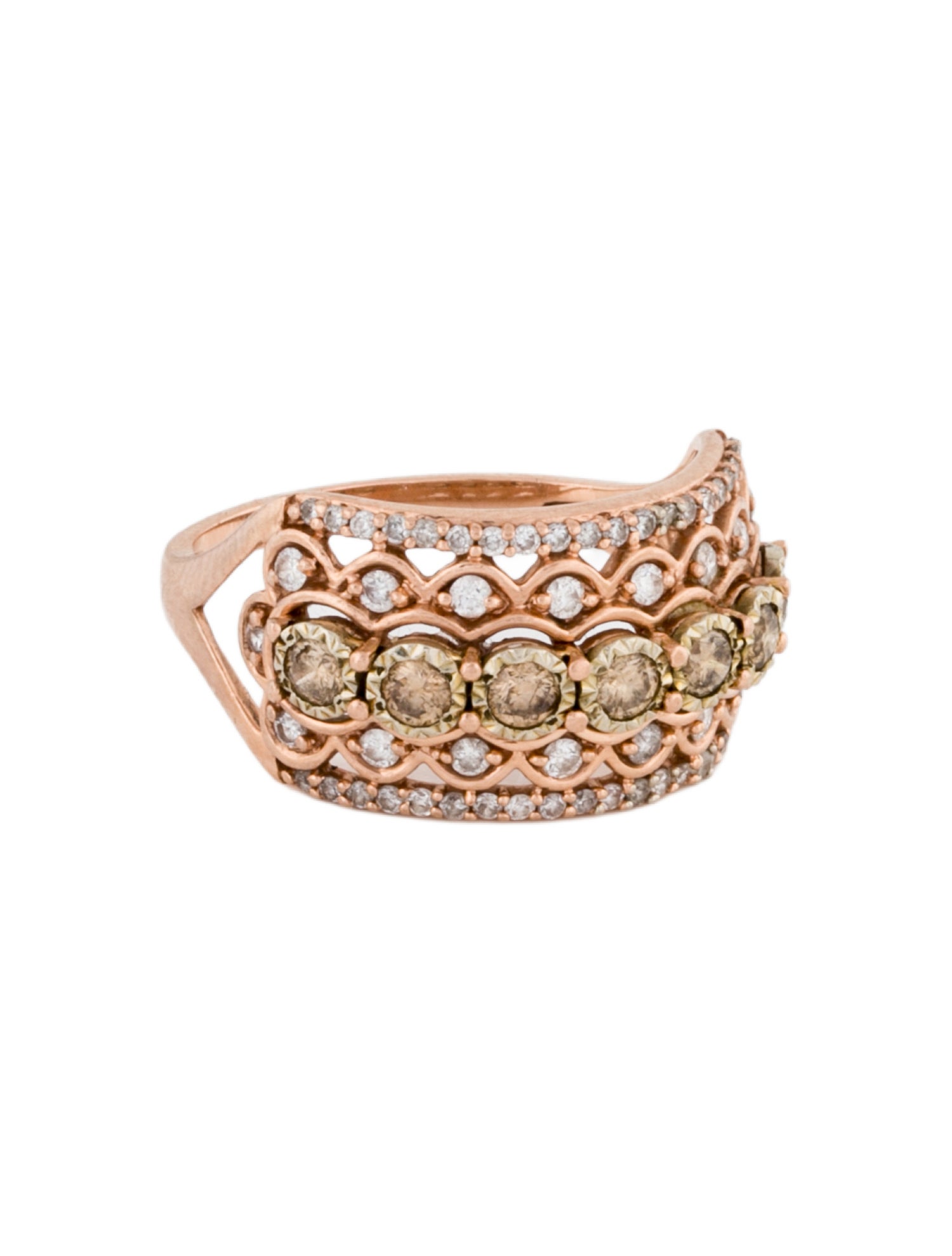 Ring 10K Diamond Two-Tone Fancy Band