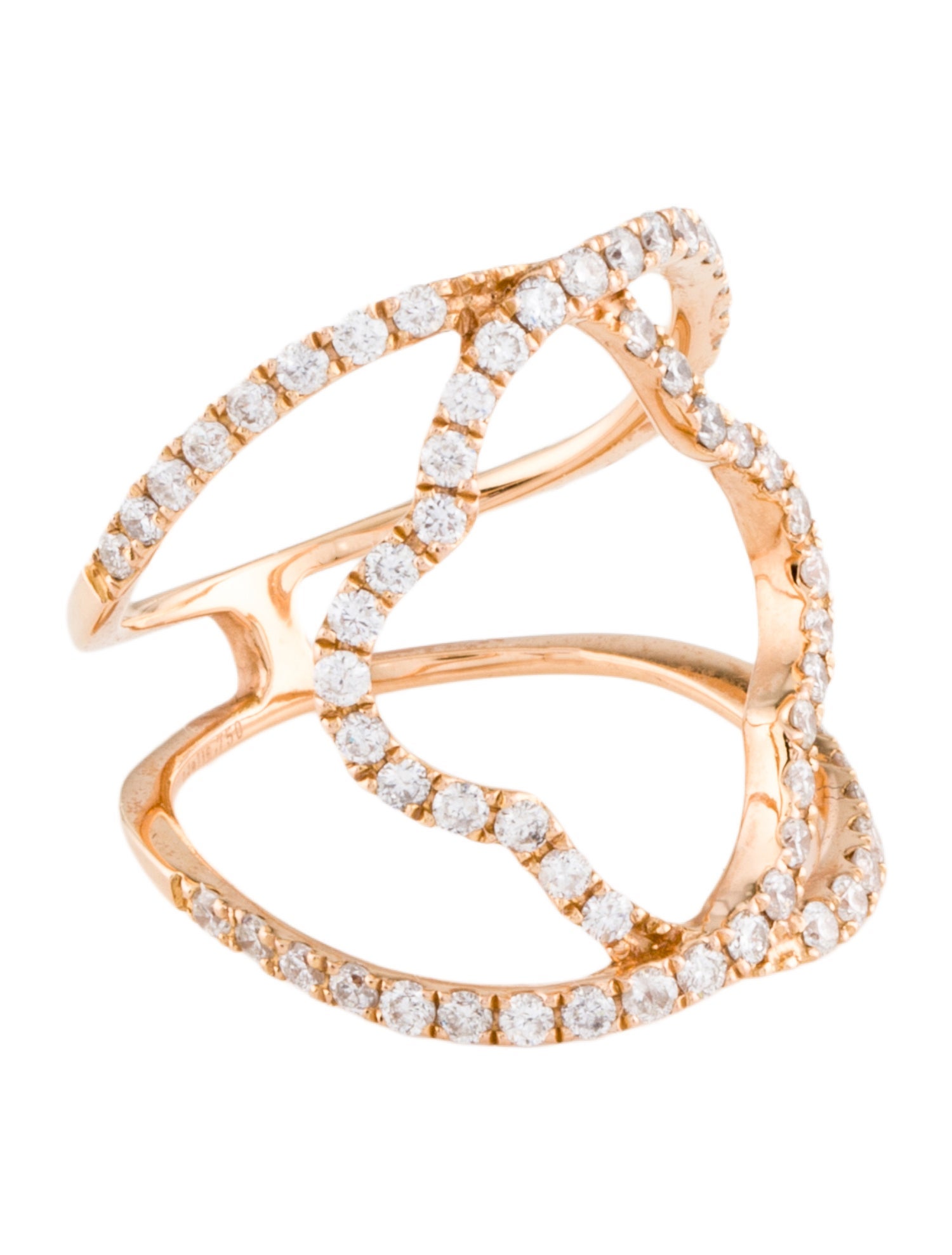 Ring 18K Diamond Crossover Quatrefoil Band