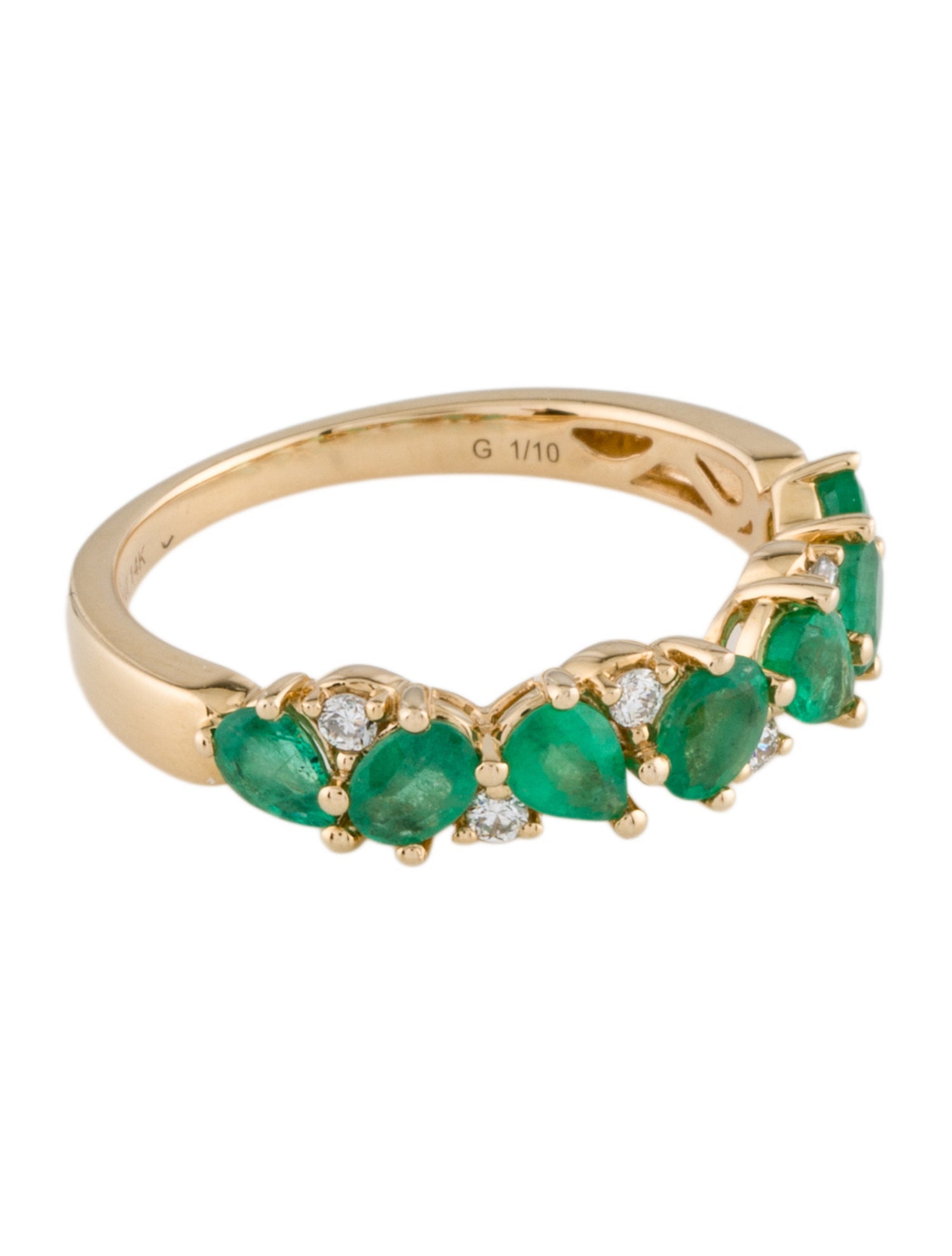 Ring 14K Emerald & Diamond Band