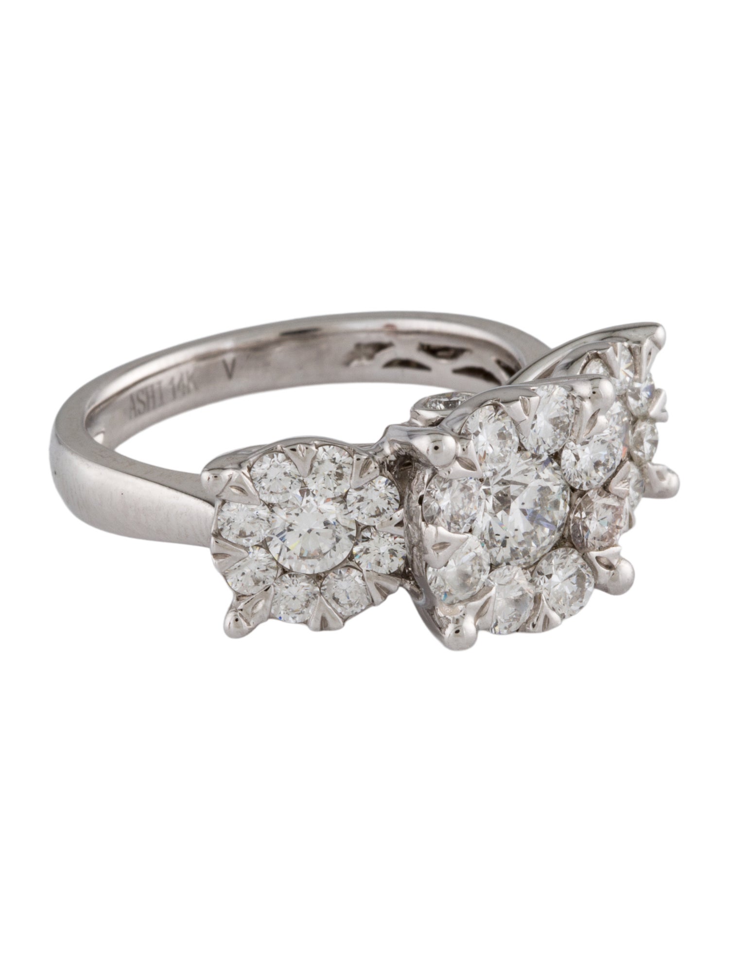 Ring 14K 2.00crtw Diamond Cluster Cocktail