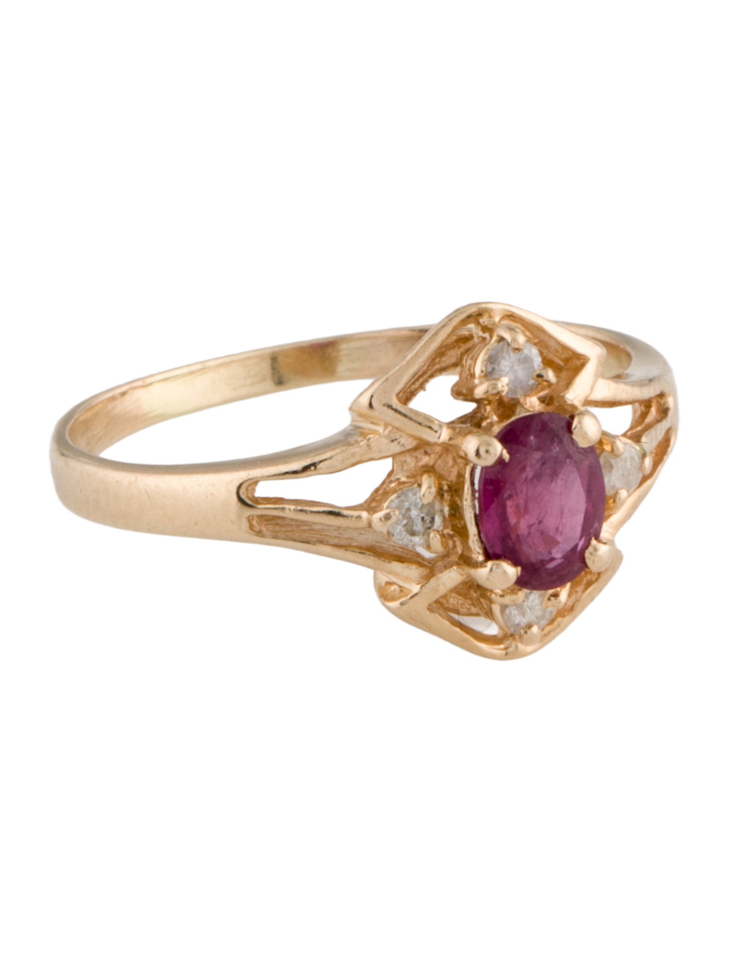 Ring 14K Ruby & Diamond Cocktail