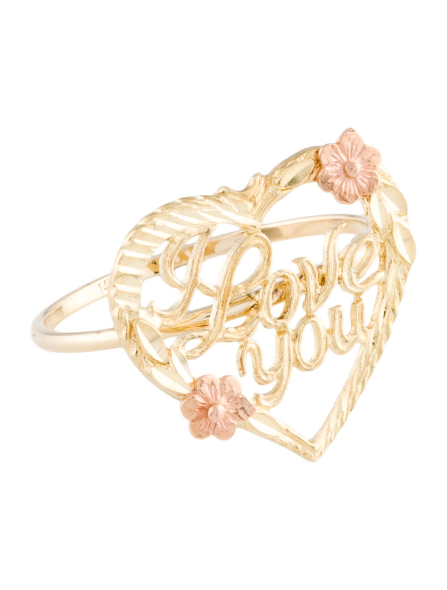 Ring 14K Two-Tone I Love You Heart Cocktail Ring