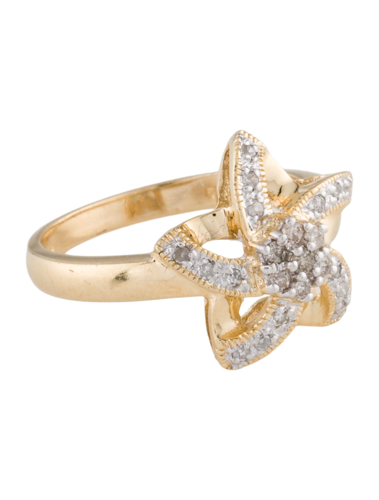 Ring 14K Diamond Star Cocktail