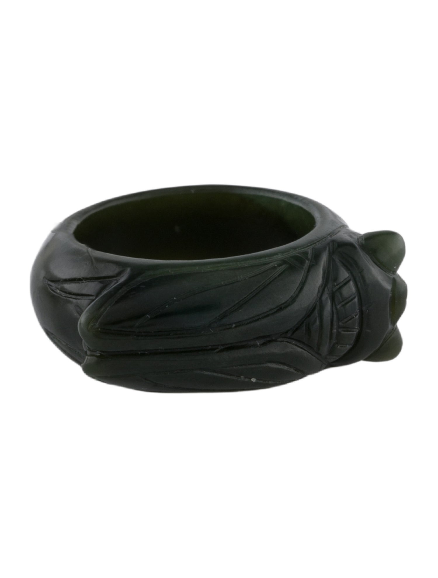 Ring Nephrite Carved Scarab Cocktail