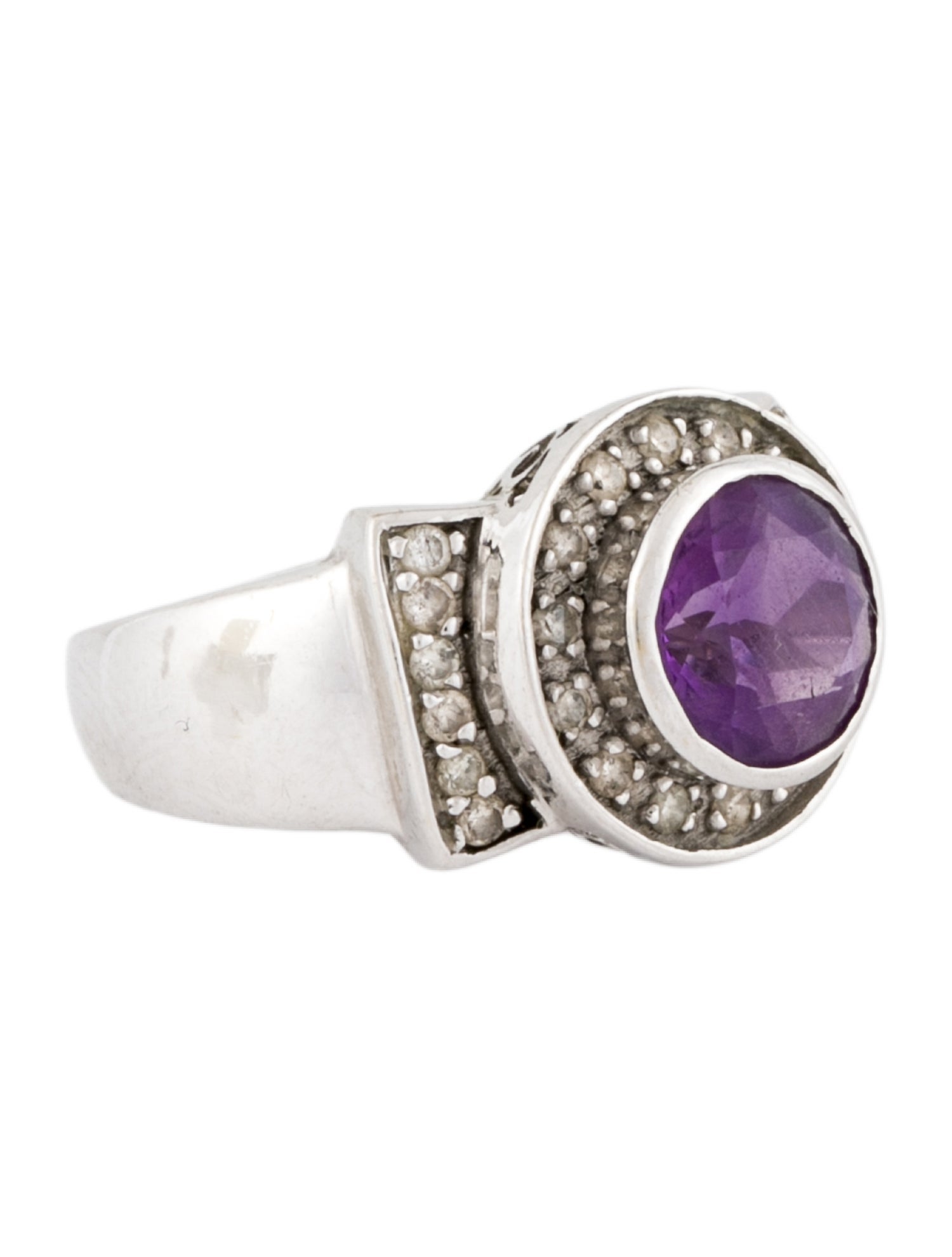 Ring 14K 1.61ct Amethyst & Diamond Cocktail