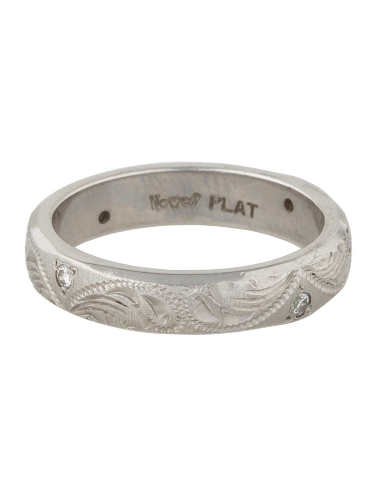 Platinum & Diamond Engraved Band Rings RRING38312 The RealReal