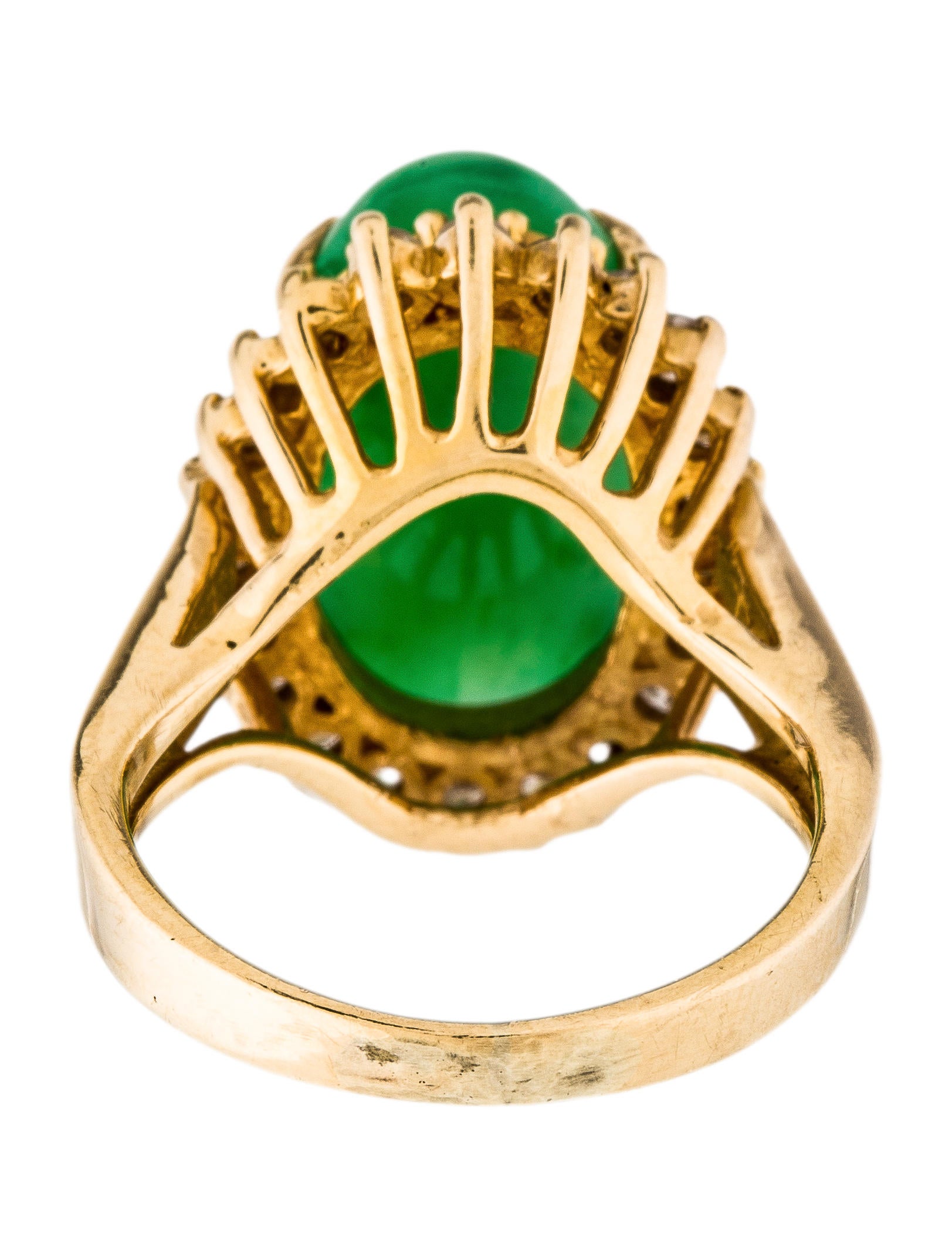14K Dyed Jadeite & Diamond Cocktail Ring Rings RRING38607 The