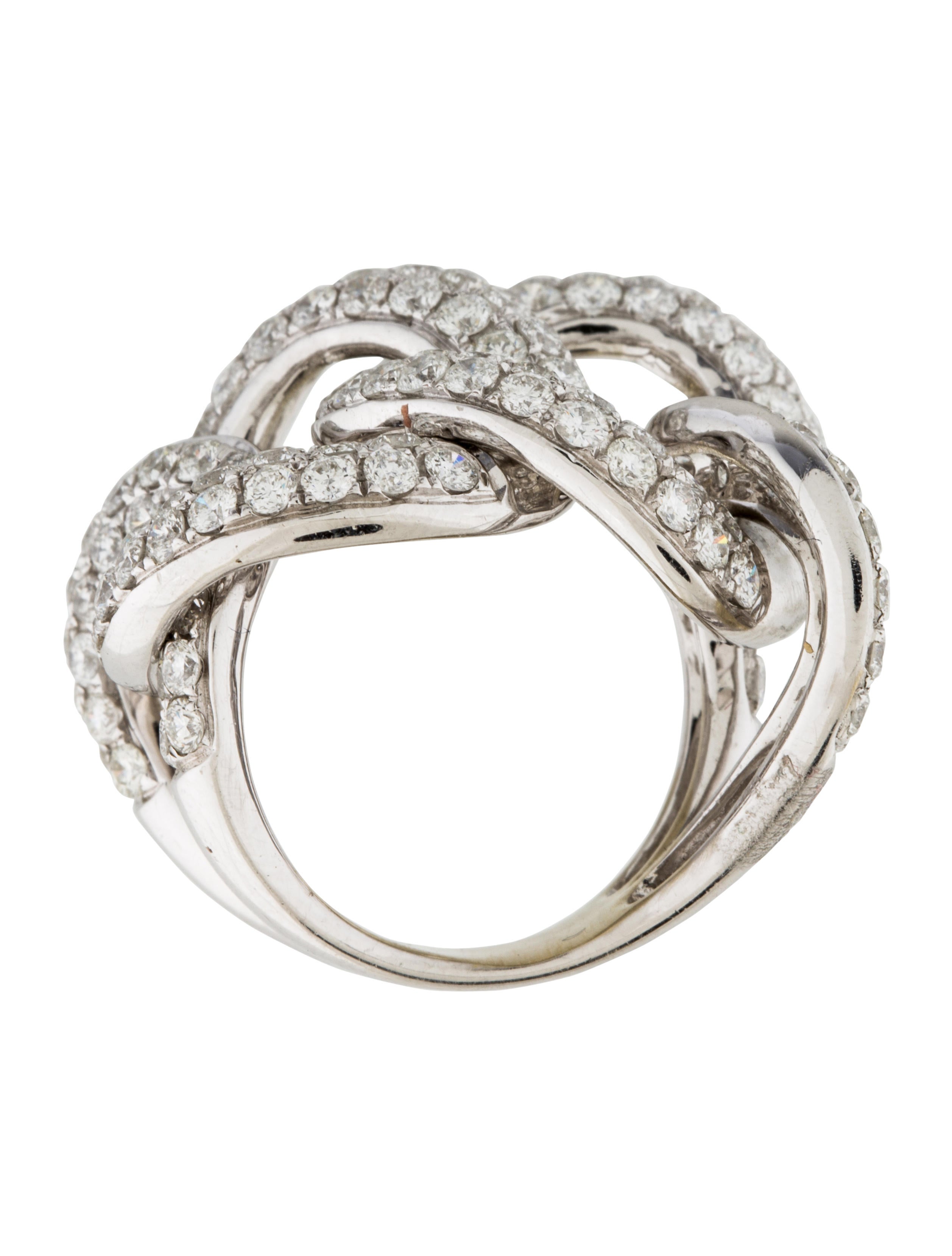 18K Diamond Chain Link Ring Rings RRING39081 The RealReal