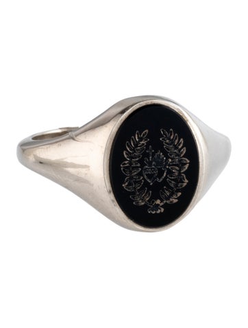 Pre-owned Ring 14k Onyx Intaglio Crest Signet  In Multicolor