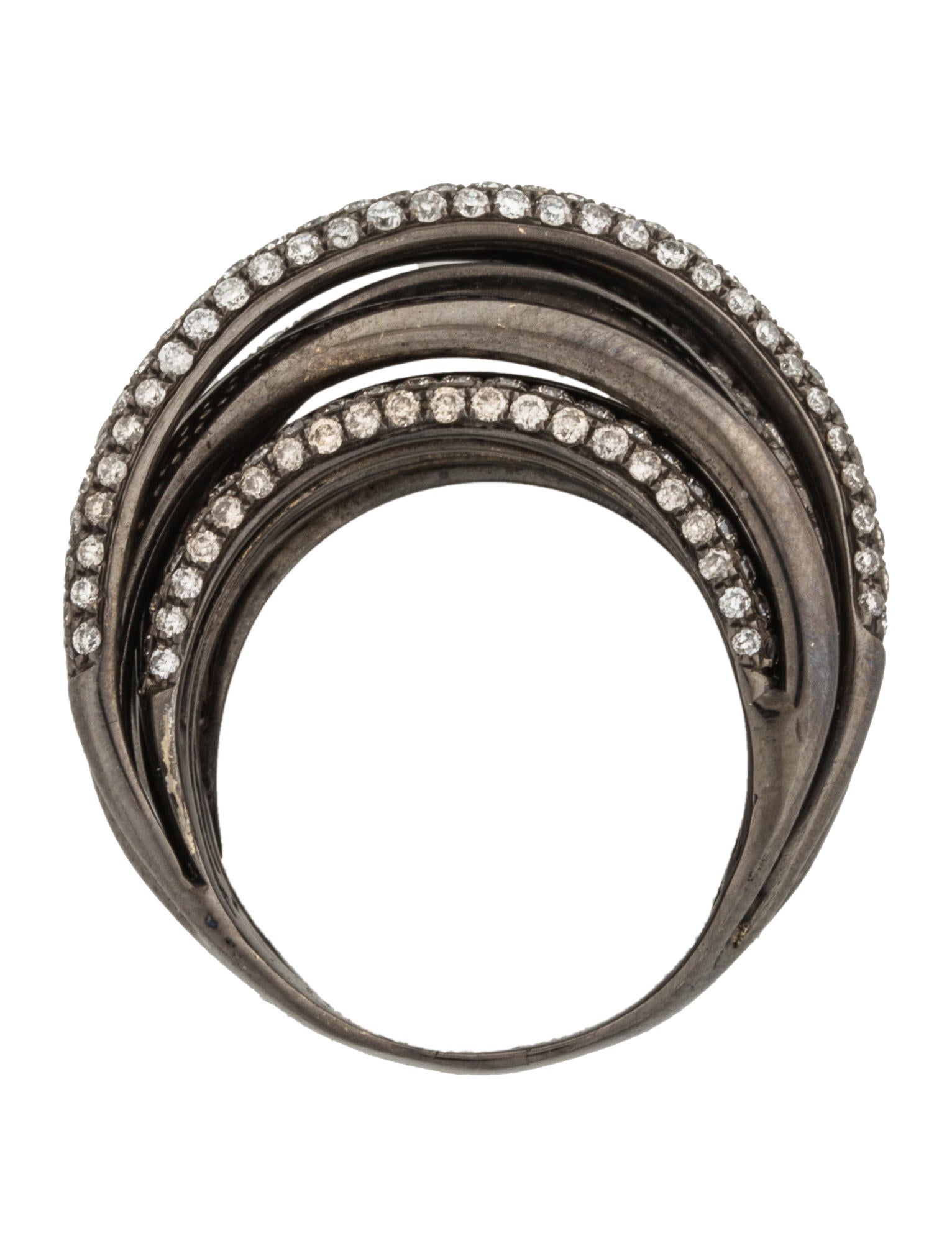 12K Diamond Crossover Ring Rings RRING39508 The RealReal