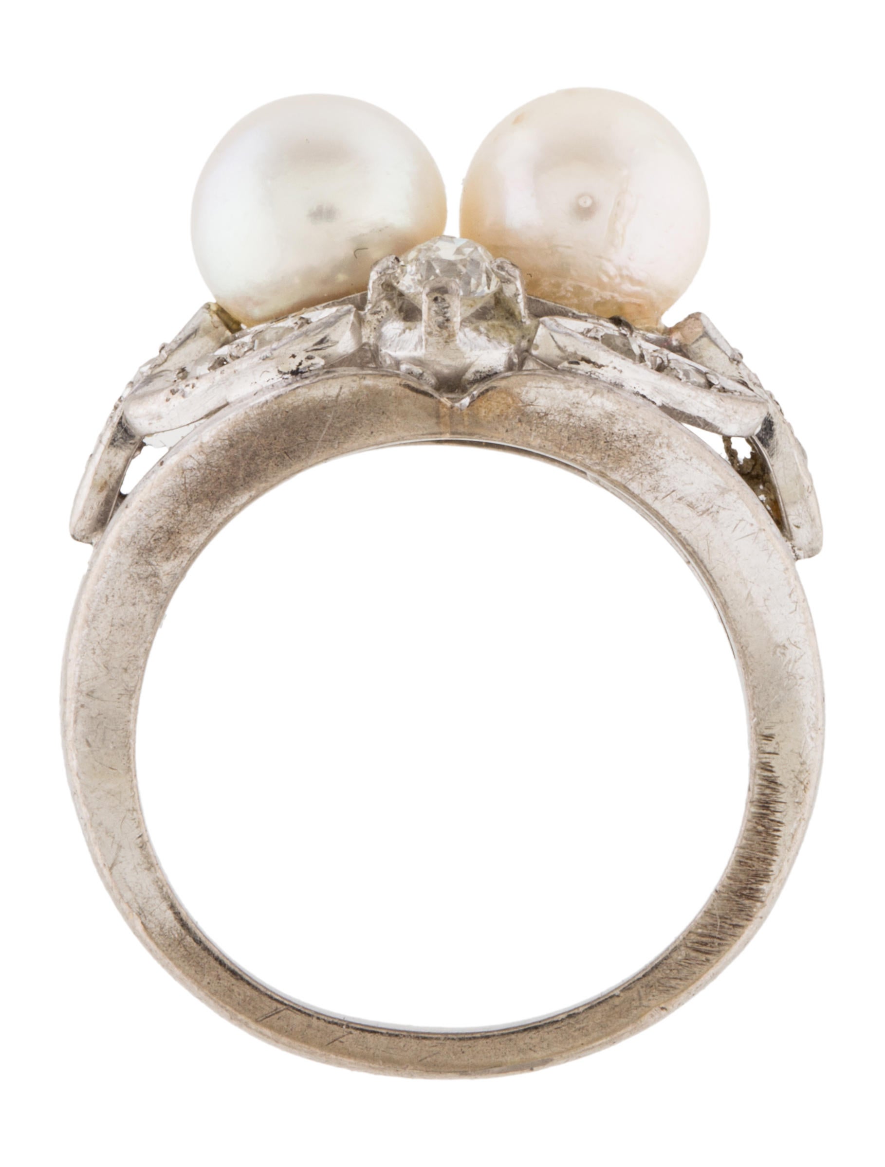 Platinum Pearl & Diamond Ring Rings RRING39522 The RealReal