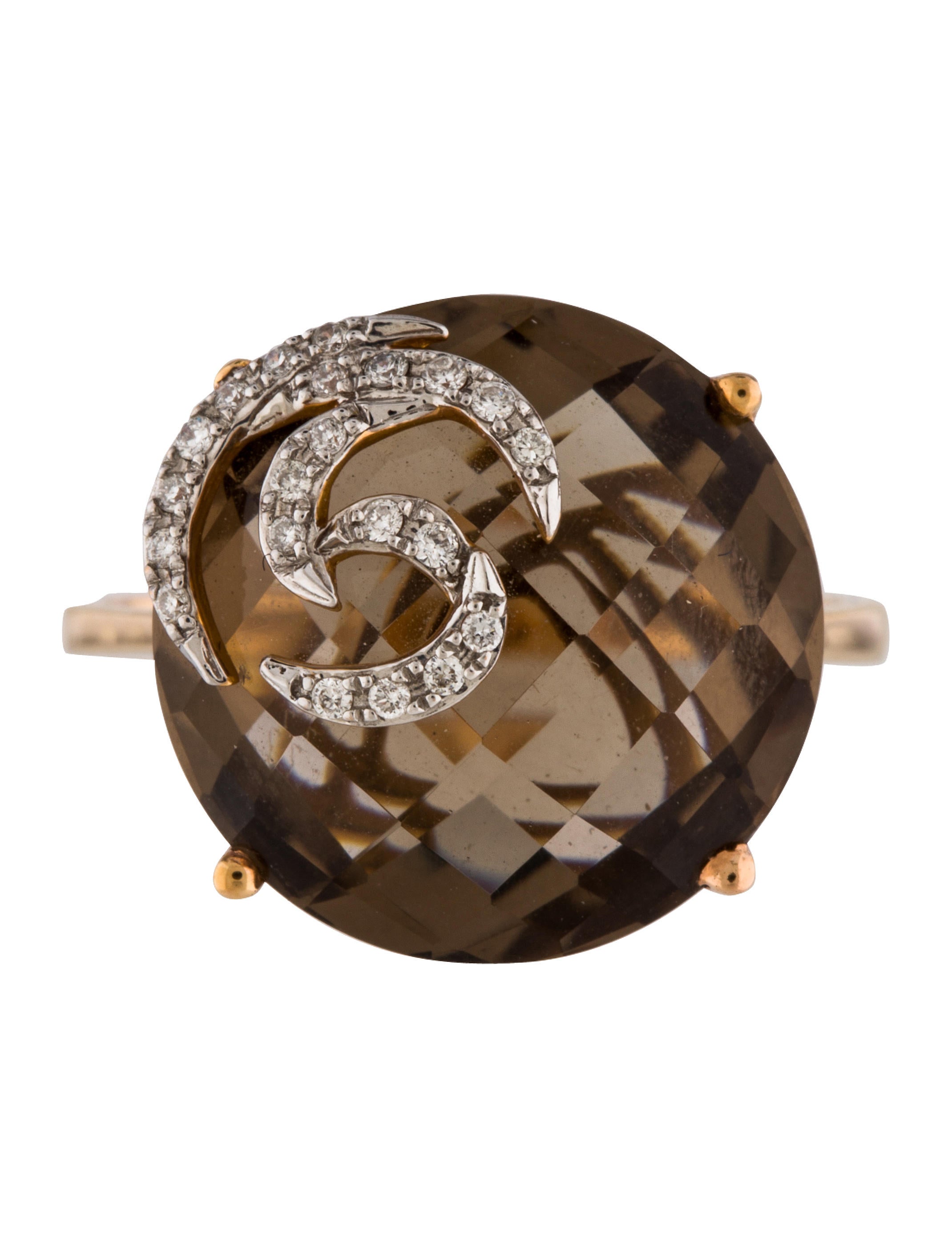 Checkerboard Smoky Quartz And Diamond Ring Checkerboard Smoky Quartz And Diamond Ring