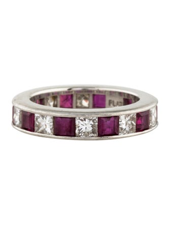 Ring Platinum Diamond & Ruby Eternity Band
