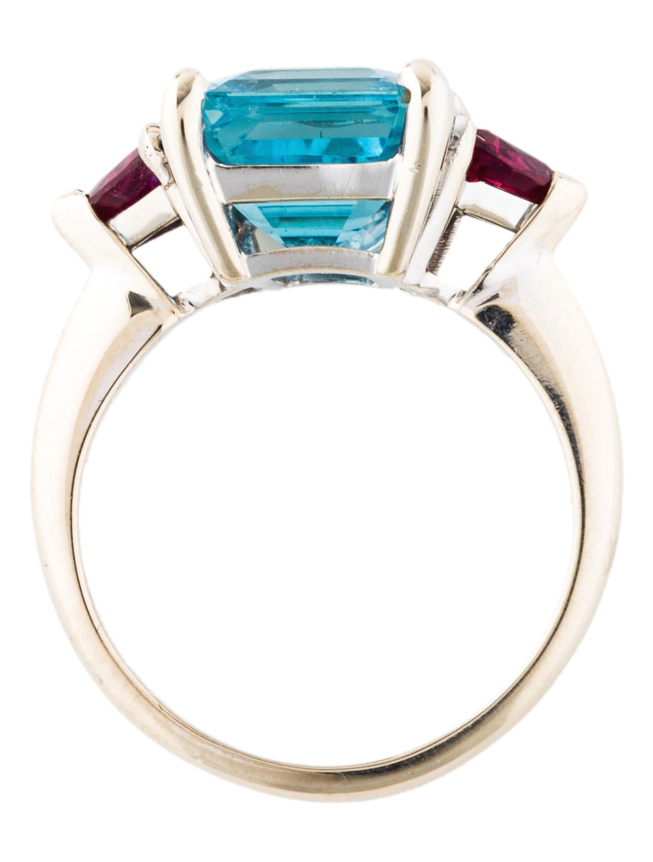 Ring 18K Aquamarine & Ruby Ring