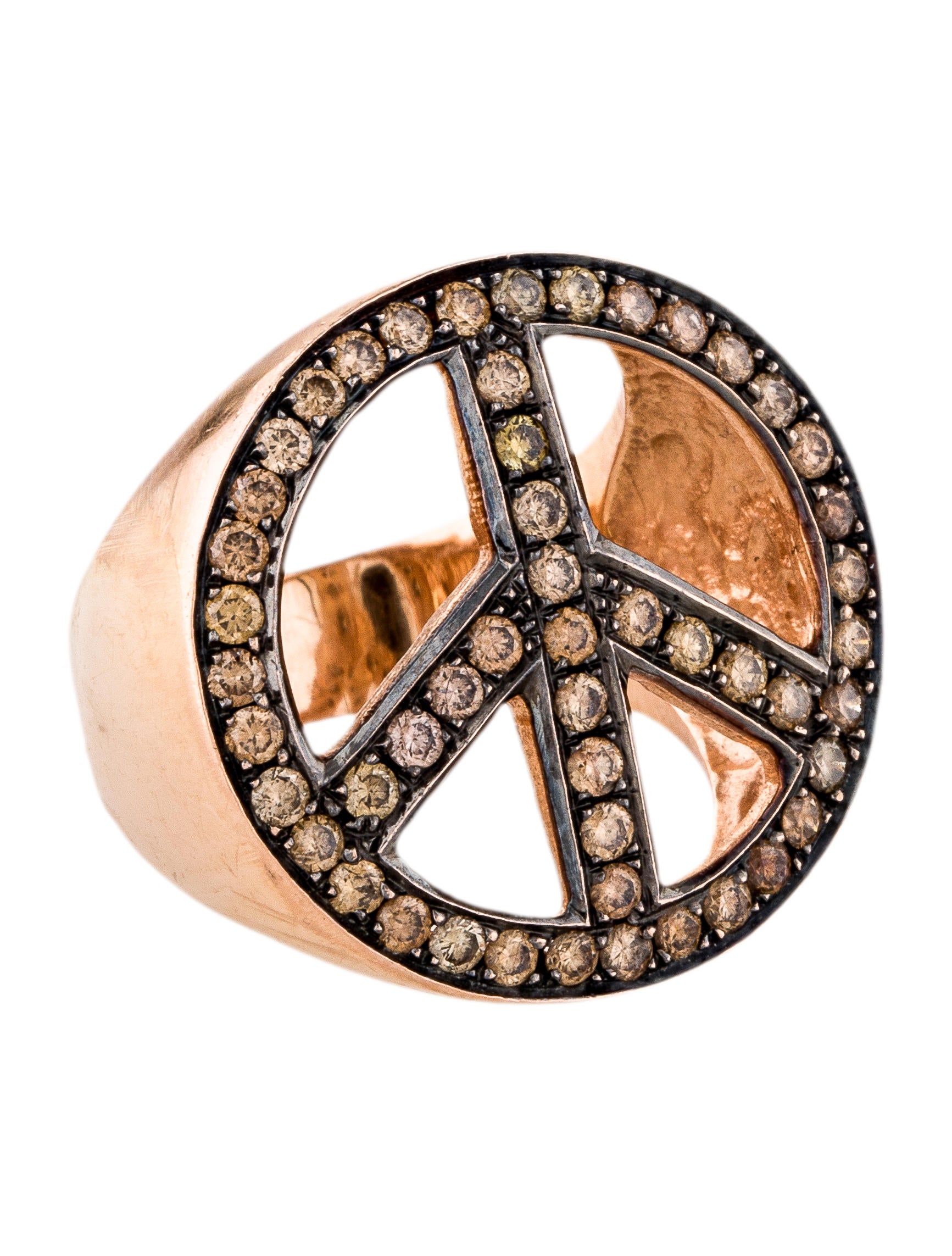 Ring 14K Diamond Peace Sign Ring Rings RRING41895 The RealReal