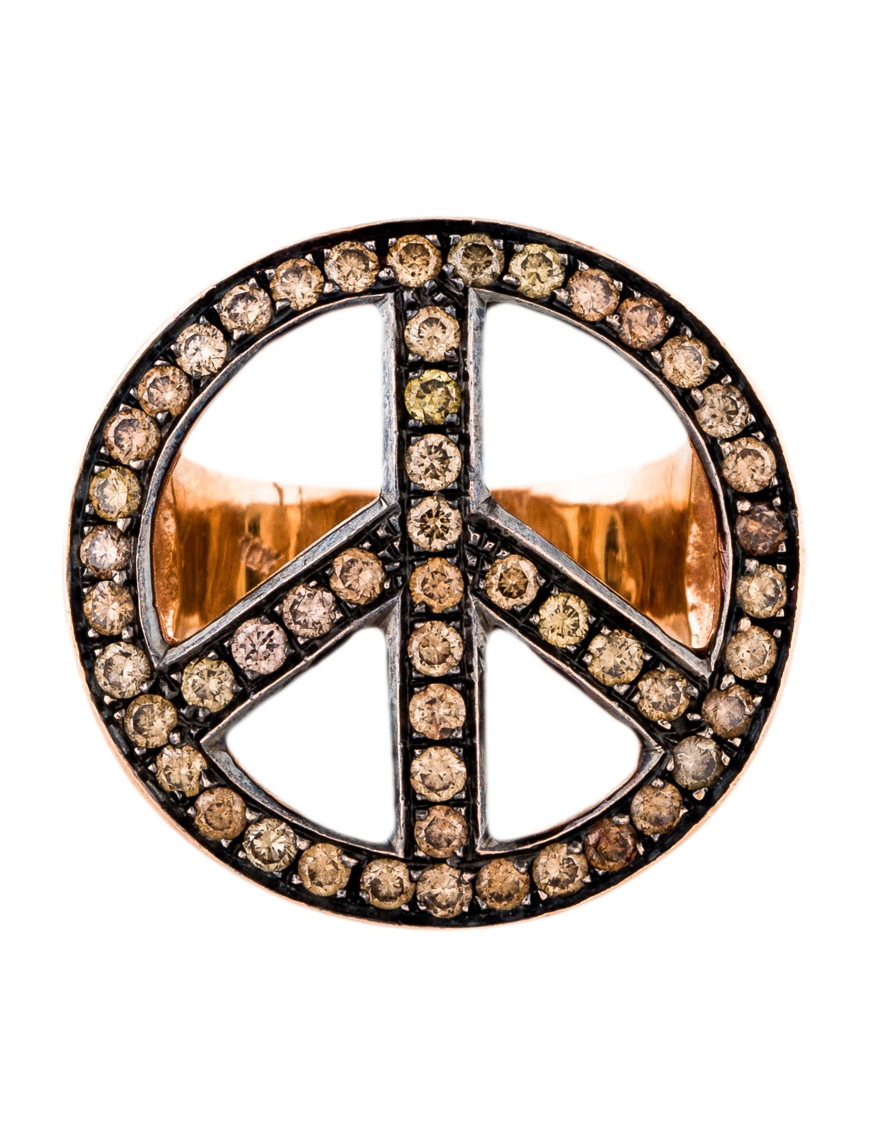 14K Diamond Peace Sign Ring Rings RRING41895 The RealReal