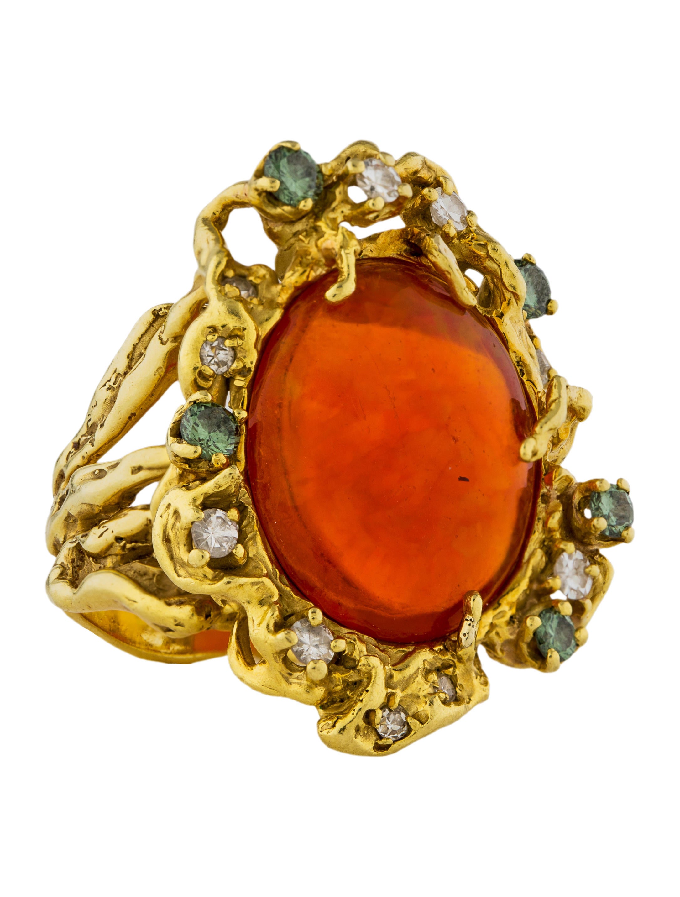 18k fire opal & diamond cocktail