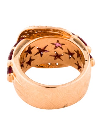 Ring 14K Diamond & Rhodolite Buckle Ring