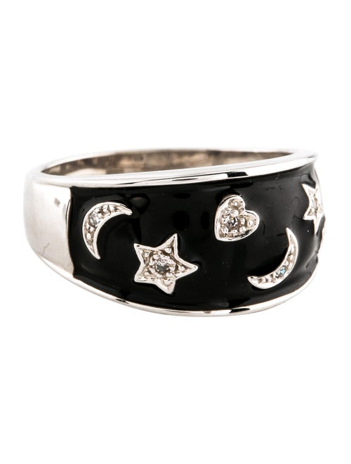 14K Diamond & Enamel Band white