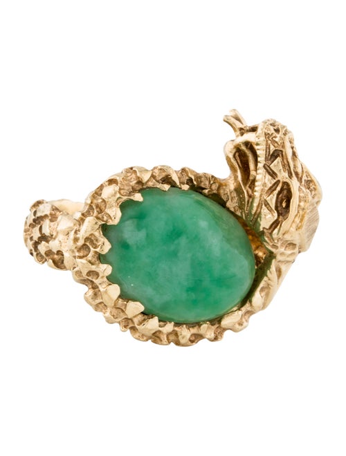 14K Nephrite Snake Ring yellow