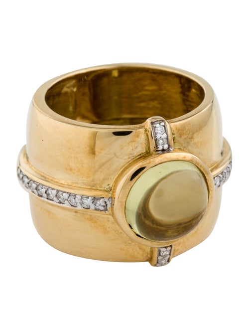 18K 2.57ct Yellow Quartz & Diamond Ring yellow