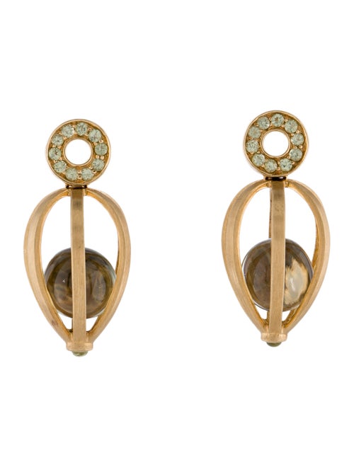 18K Yellow Quartz & Peridot Cage Earrings yellow